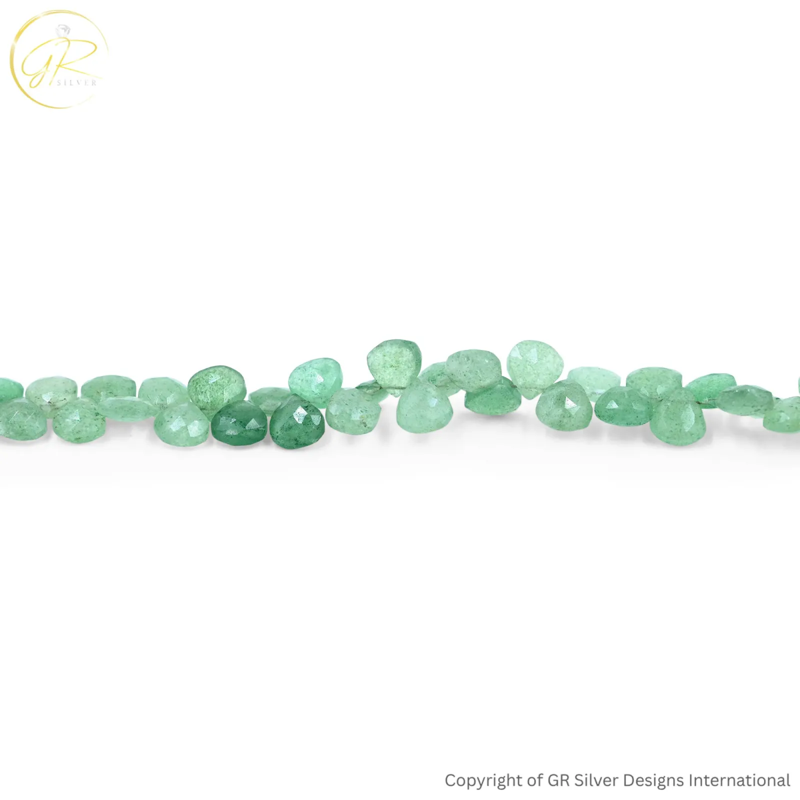 Green Strawberry Quartz  heart faceted beads