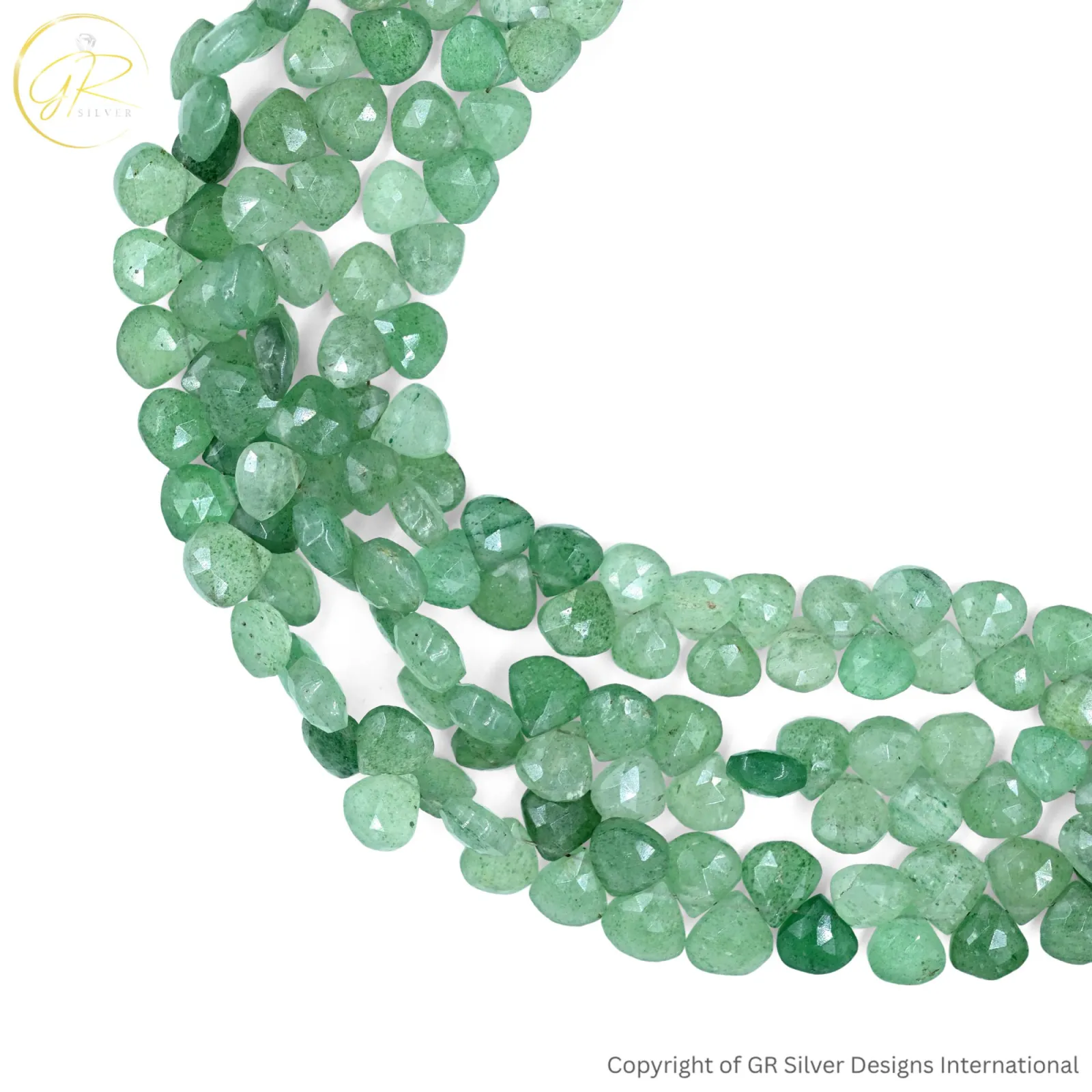 Green Strawberry Quartz  heart faceted beads