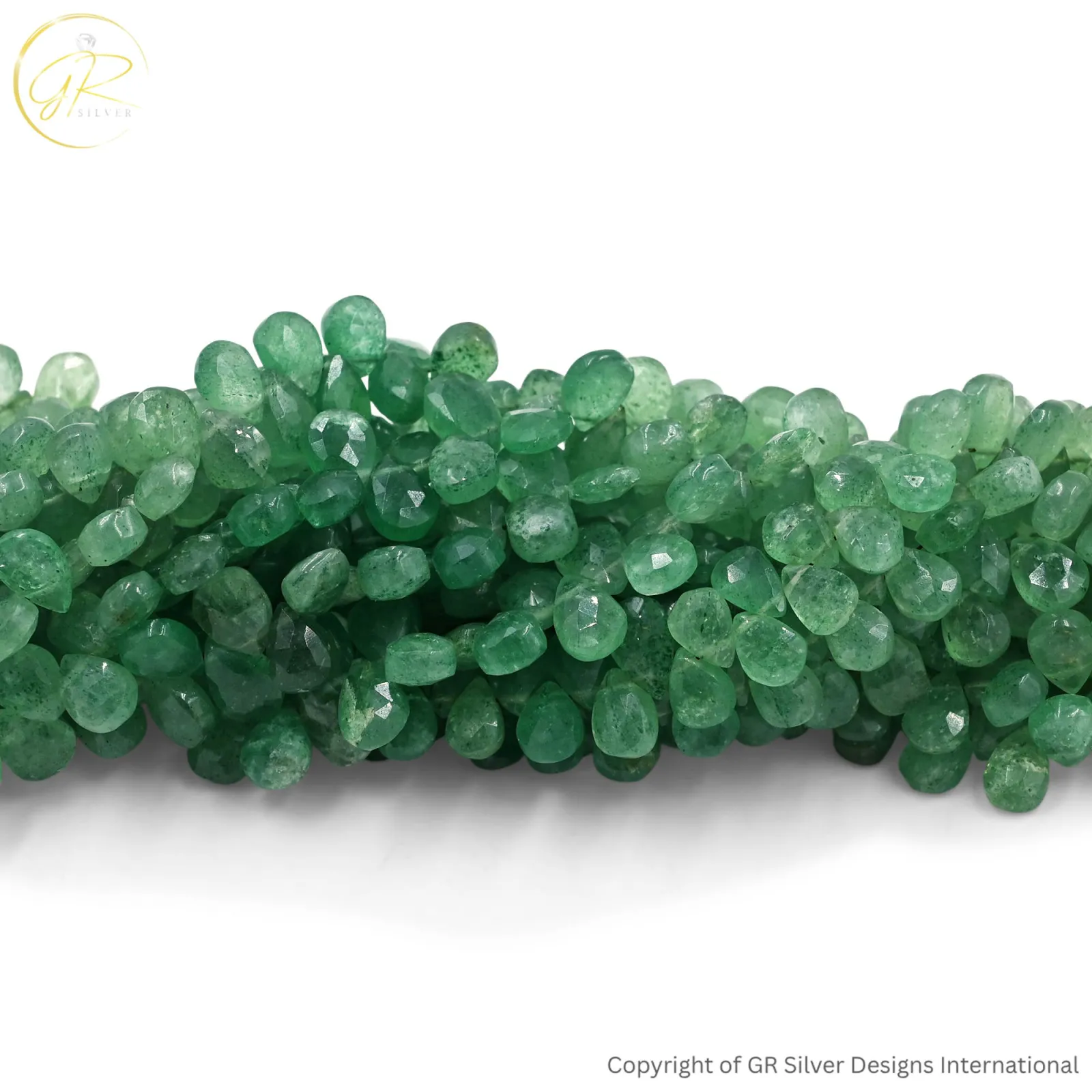 Natural Green Strawberry Quartz Pear Faceted Beads 7X9–7X10 MM