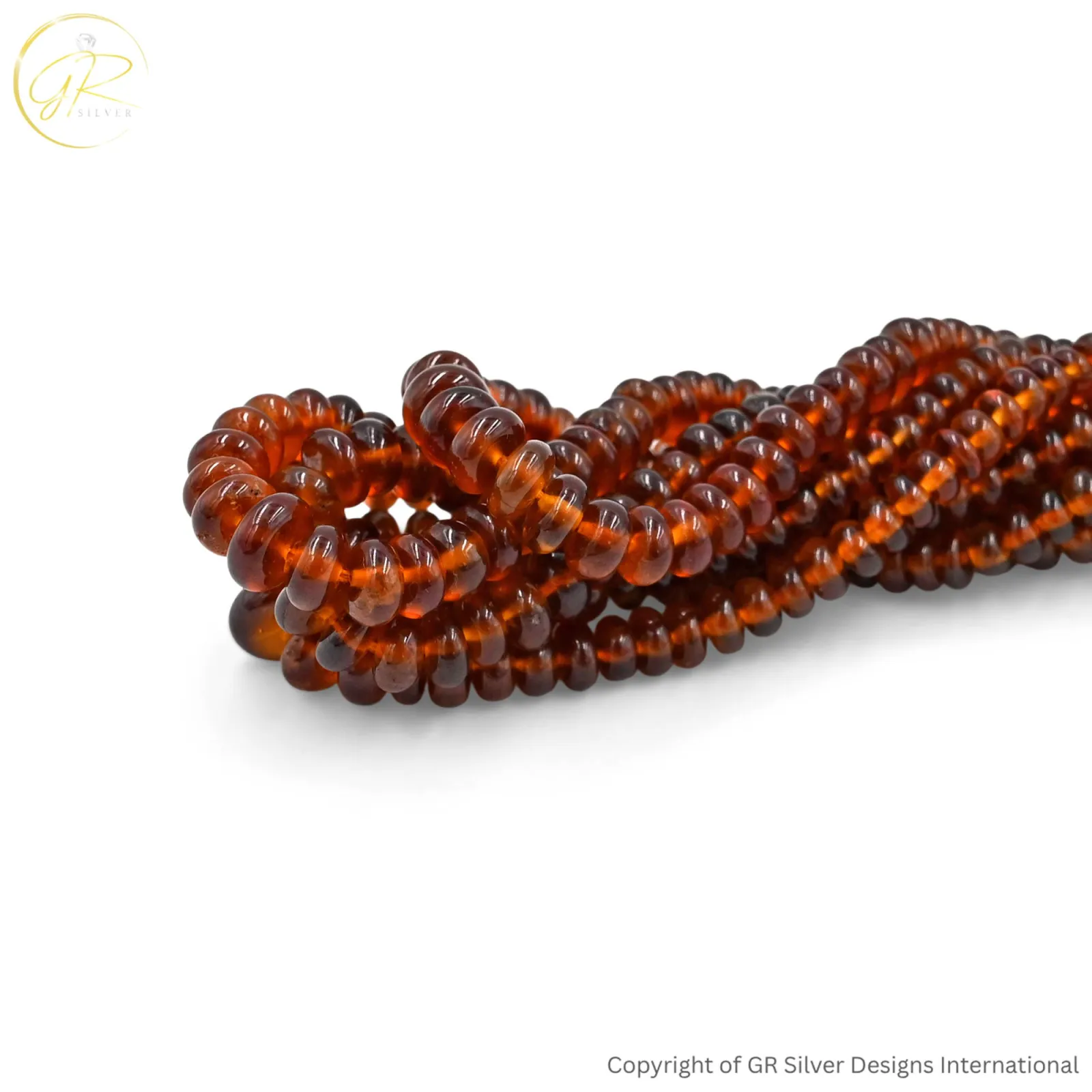 Natural Hessonite Garnet 4 MM Rondelle Plain Beads