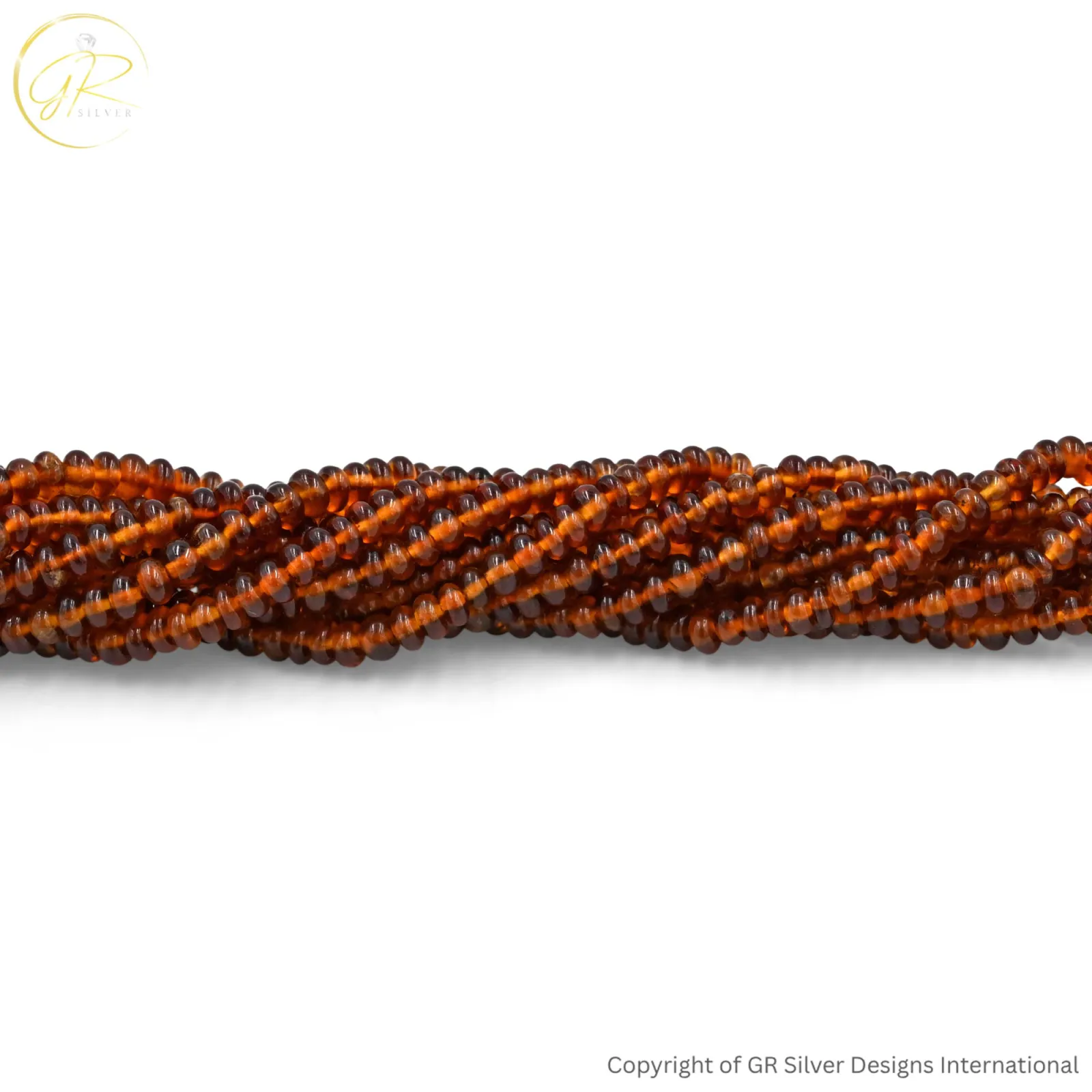 Natural Hessonite Garnet 4 MM Rondelle Plain Beads - alternate view