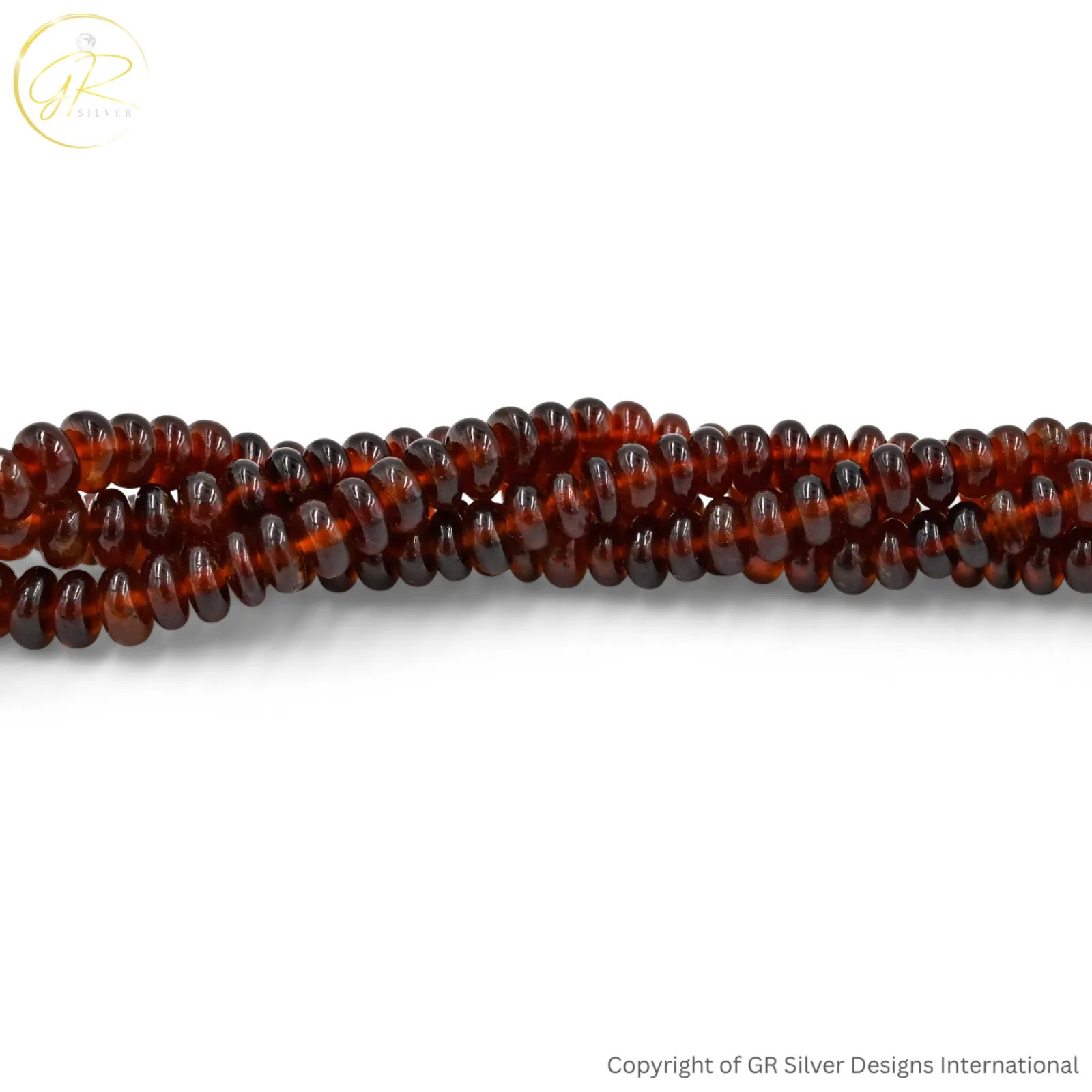Natural Hessonite Garnet 4 MM Rondelle Plain Gemstone Beads - alternate view
