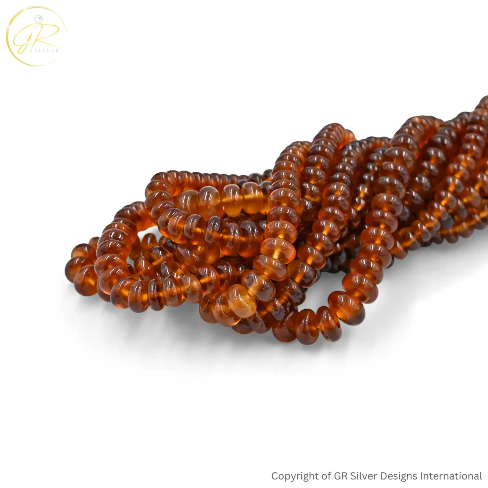 Natural Hessonite Garnet 3.5–6 MM Rondelle Plain Beads