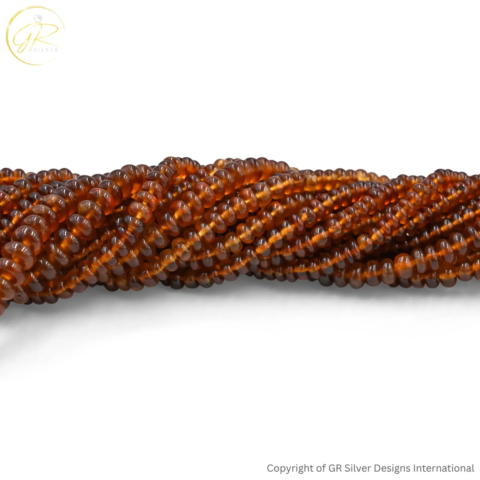 Natural Hessonite Garnet 3.5–6 MM Rondelle Plain Beads - alternate view