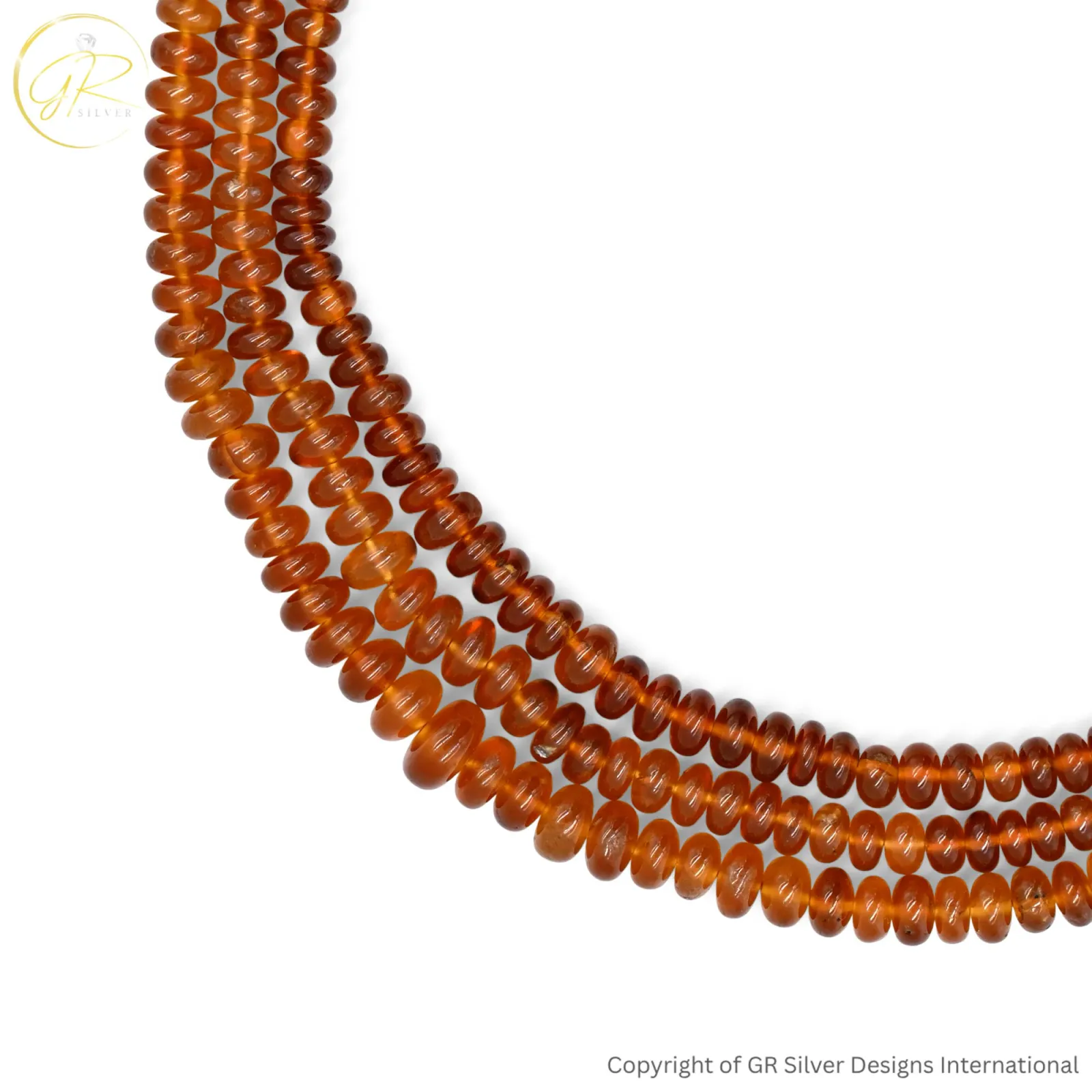 Natural Hessonite Garnet 3.5–6 MM Rondelle Plain Beads