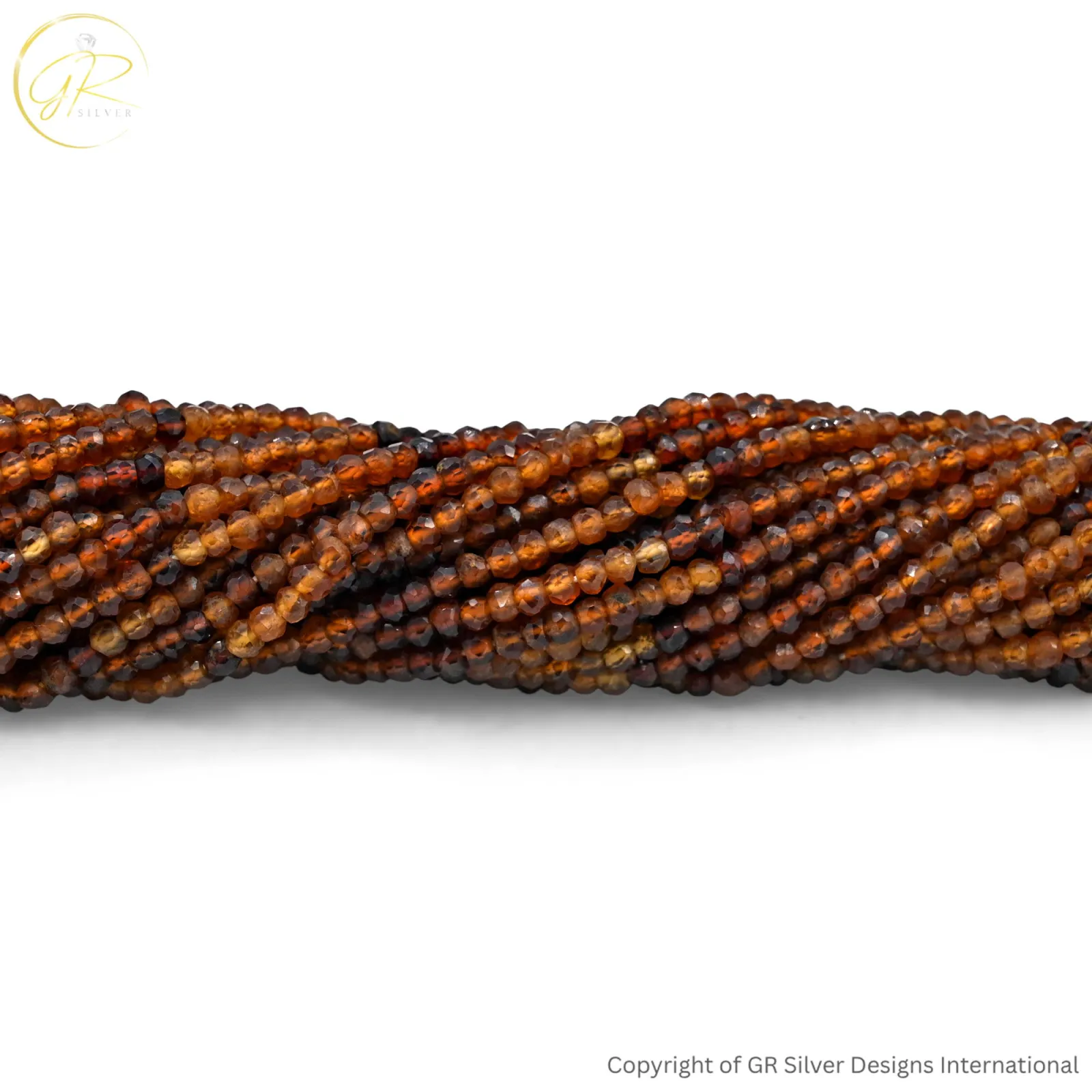 Natural Hessonite Garnet Rondelle Faceted  Beads - alternate view