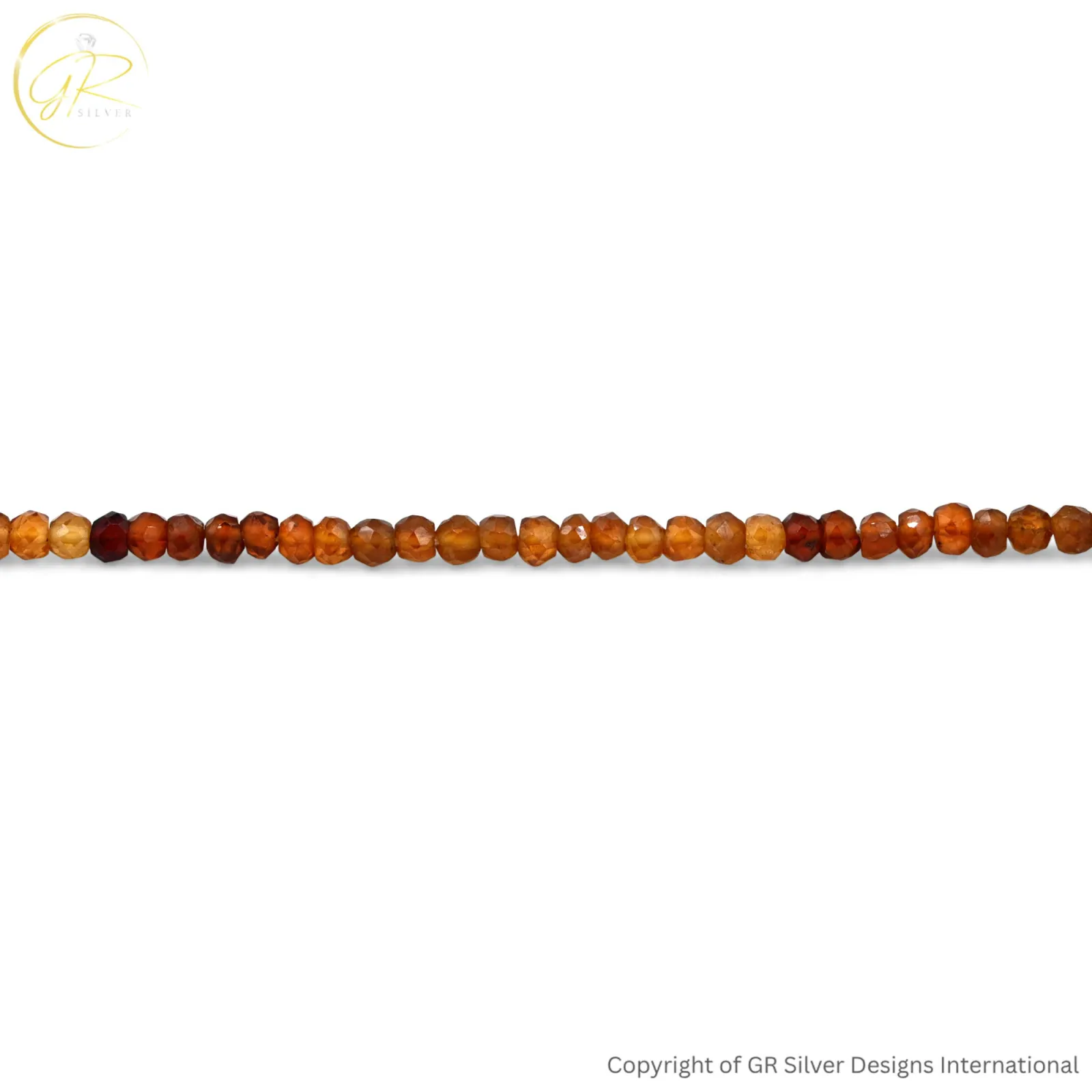 Natural Hessonite Garnet Rondelle Faceted  Beads
