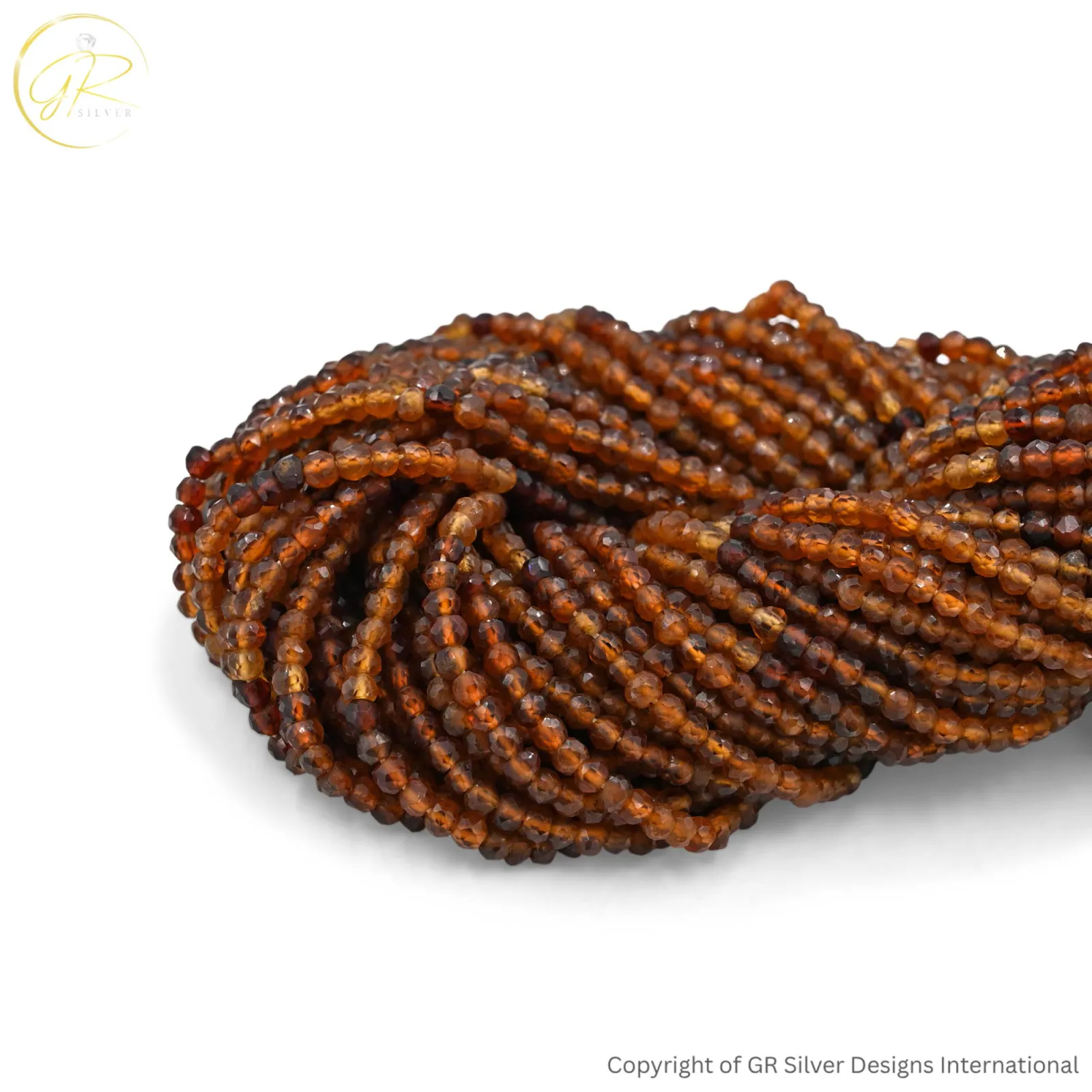 Natural Hessonite Garnet Rondelle Faceted  Beads