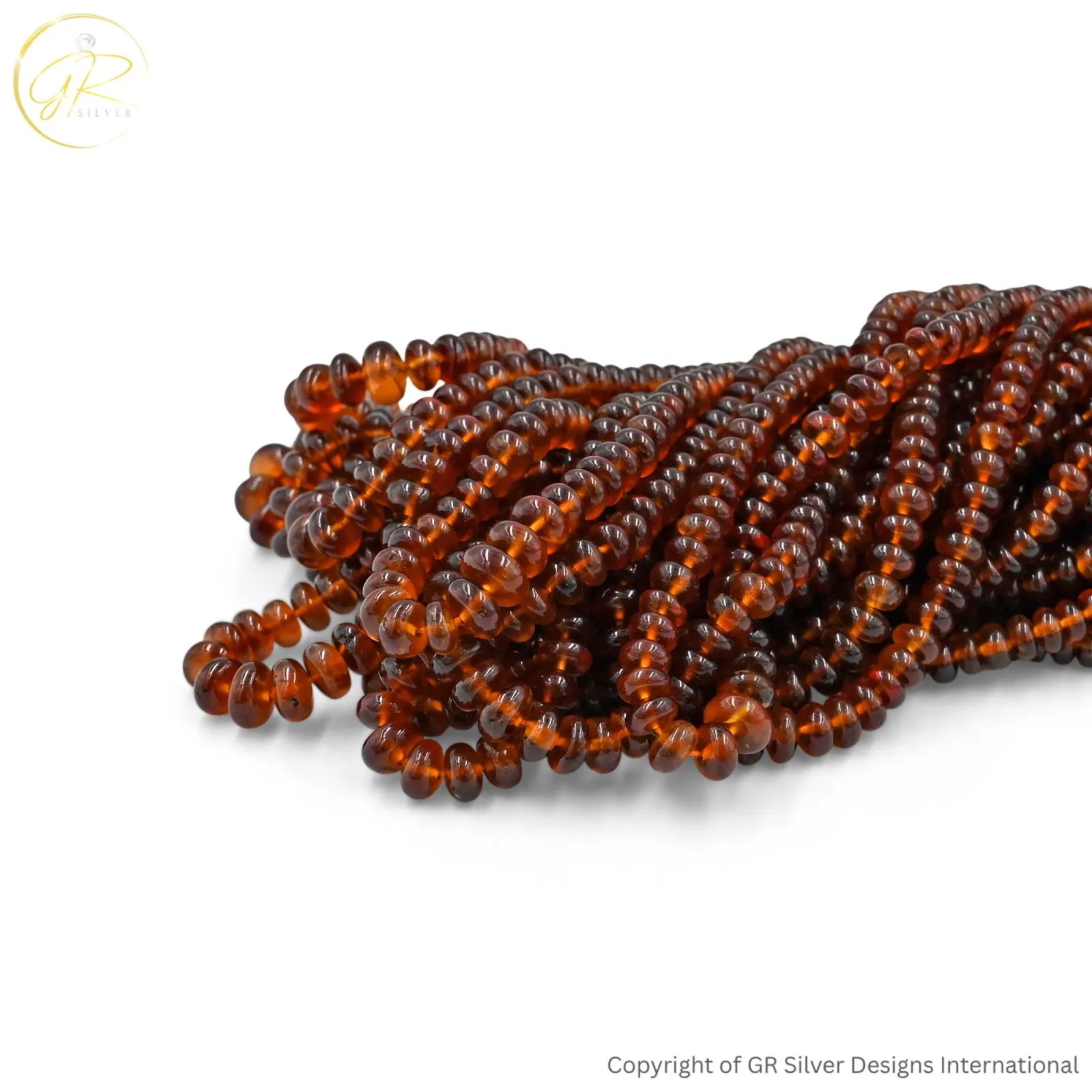 Natural Hessonite Garnet 4–6 MM Rondelle Plain Gemstone Beads