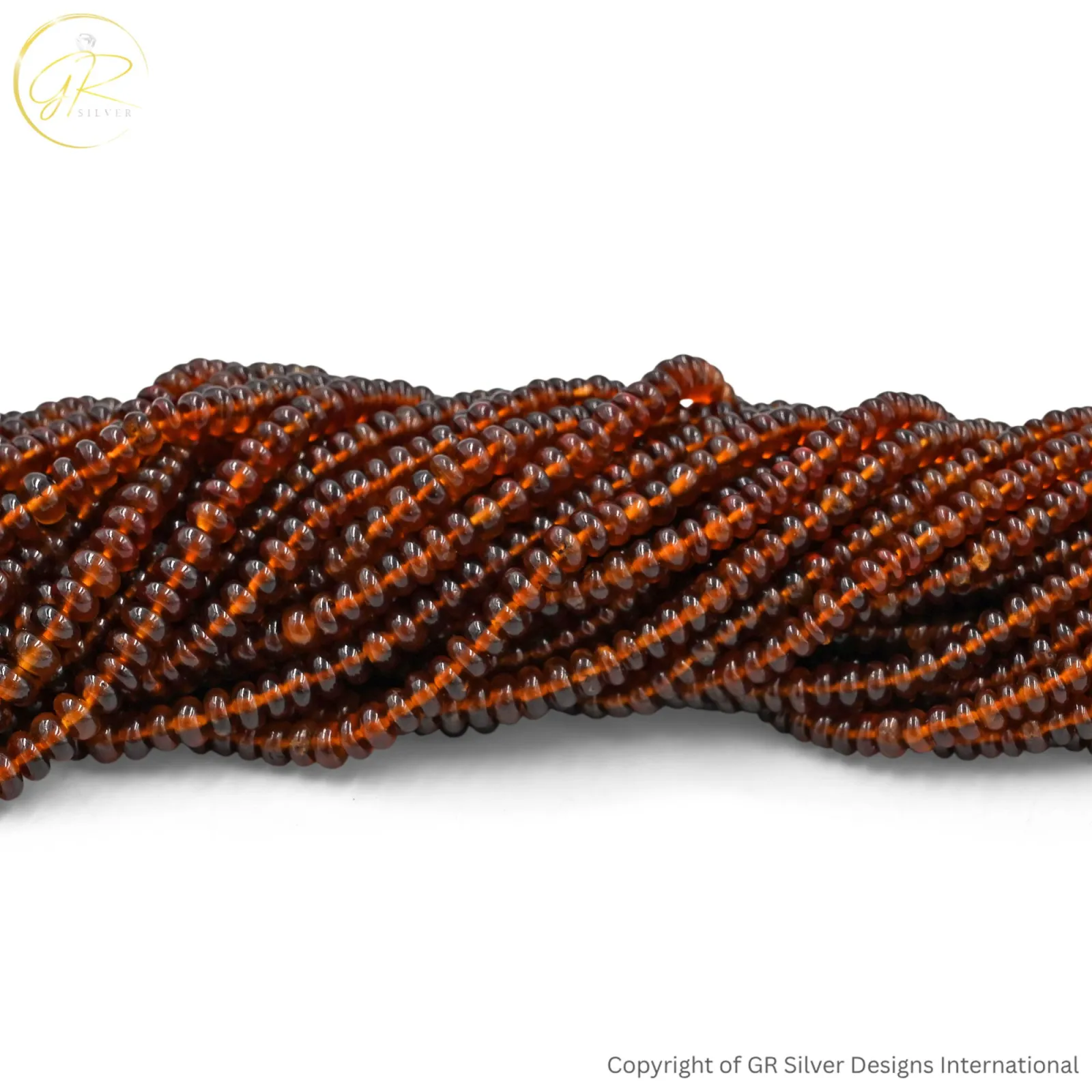 Natural Hessonite Garnet 4–6 MM Rondelle Plain Gemstone Beads - alternate view
