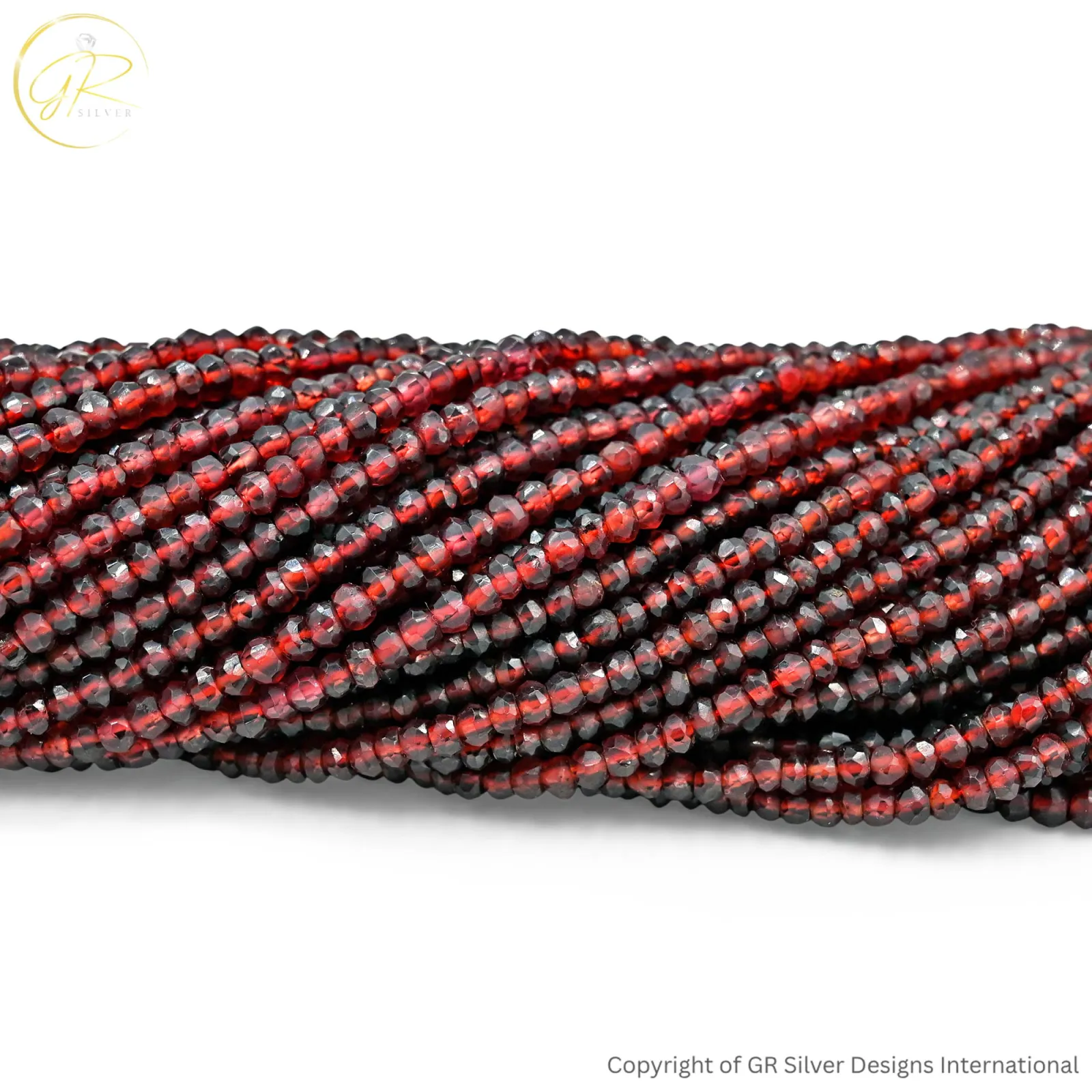 Natural Red Garnet 4 MM Rondelle Faceted 12 Inch Beads Strand