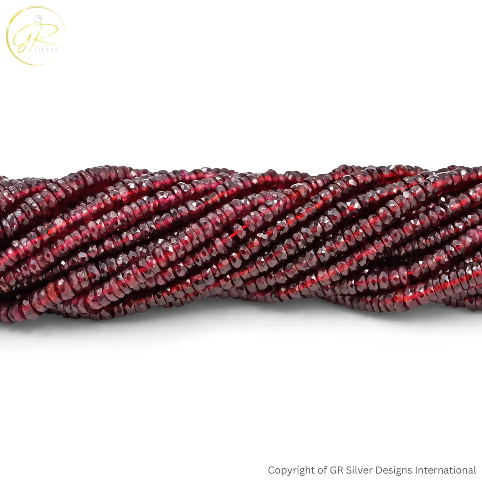 Red Garnet 4 MM Rondelle Faceted 15 Inch Beads Strand