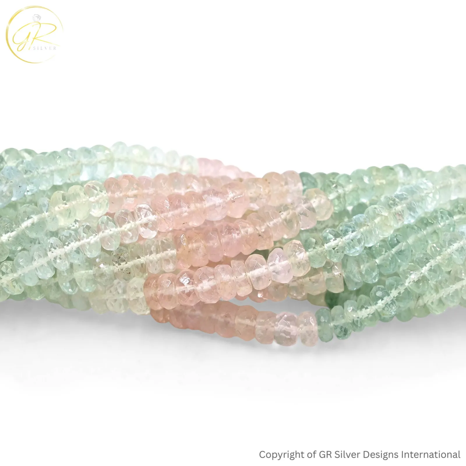 Natural Aquamarine Morganite 5.5–6 MM Rondelle Faceted Beads
