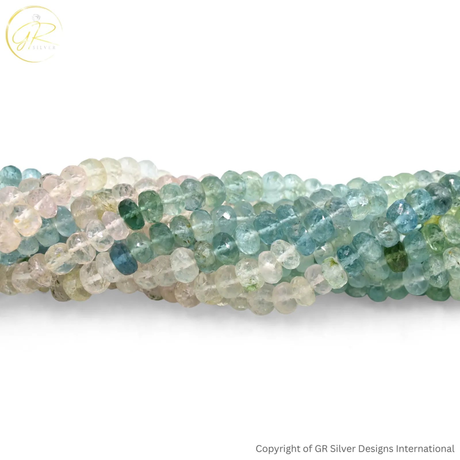 Natural Aquamarine Morganite 5.5–6 MM Rondelle Faceted Beads 18-Inch Strand