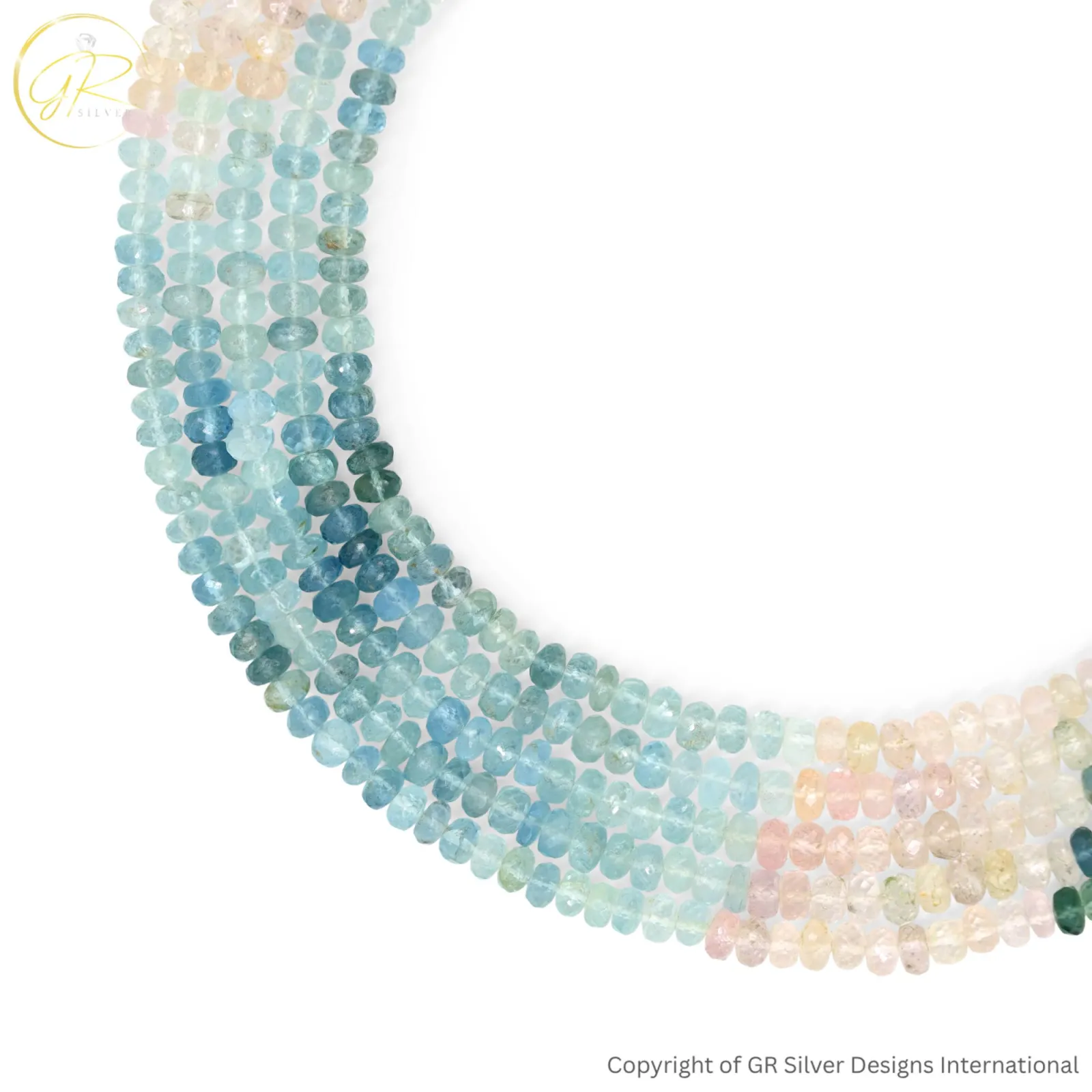 Natural Aquamarine Morganite 5.5–6 MM Rondelle Faceted Beads 18-Inch Strand