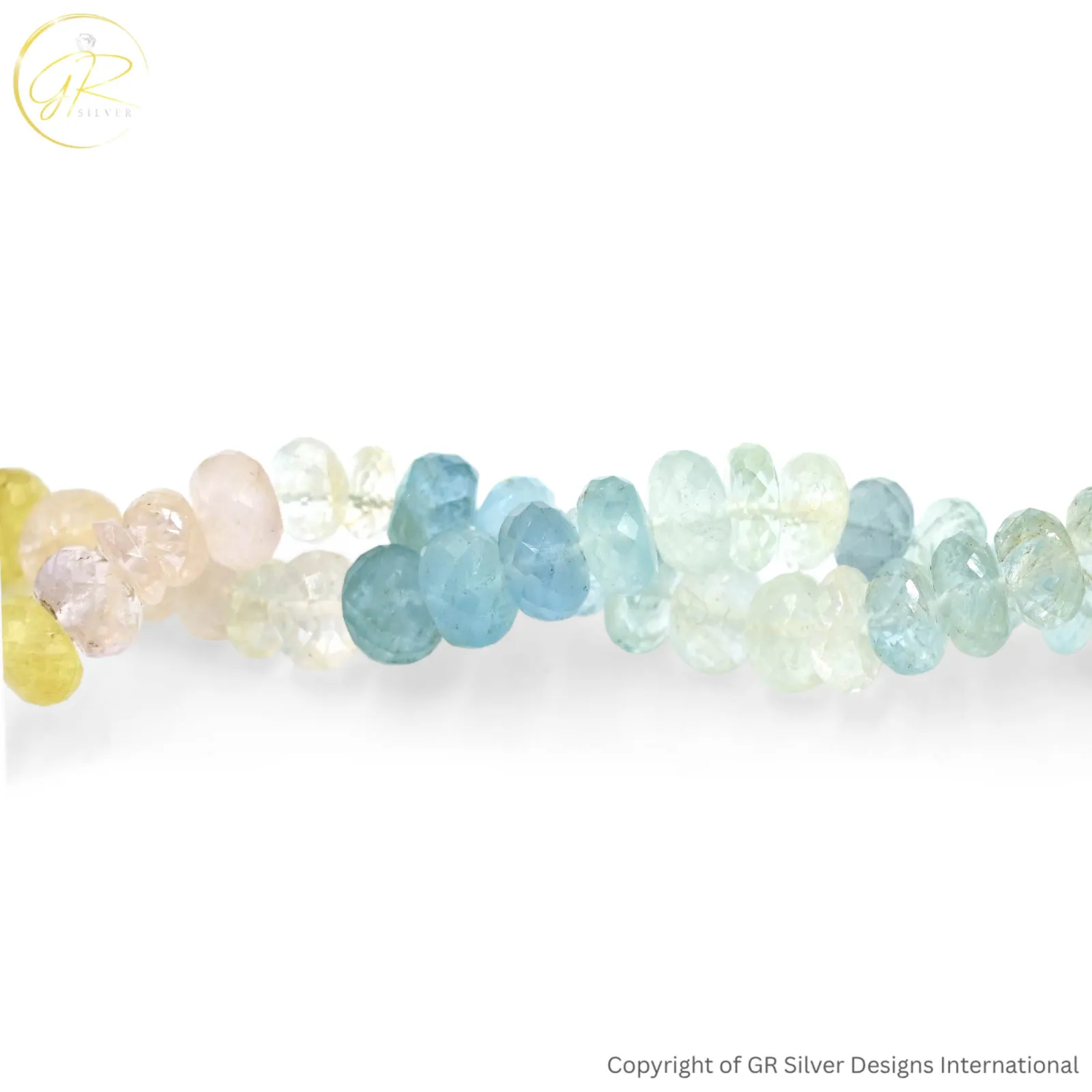 Natural Aquamarine Morganite 5–12 MM Rondelle Faceted Beads 18-Inch Strand