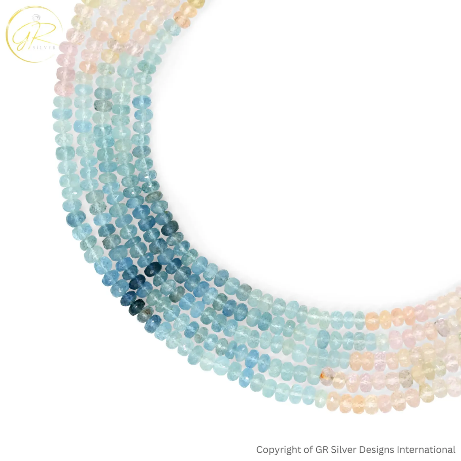 Natural Aquamarine Morganite 5–5.5 MM Rondelle Faceted Beads 18-Inch Strand
