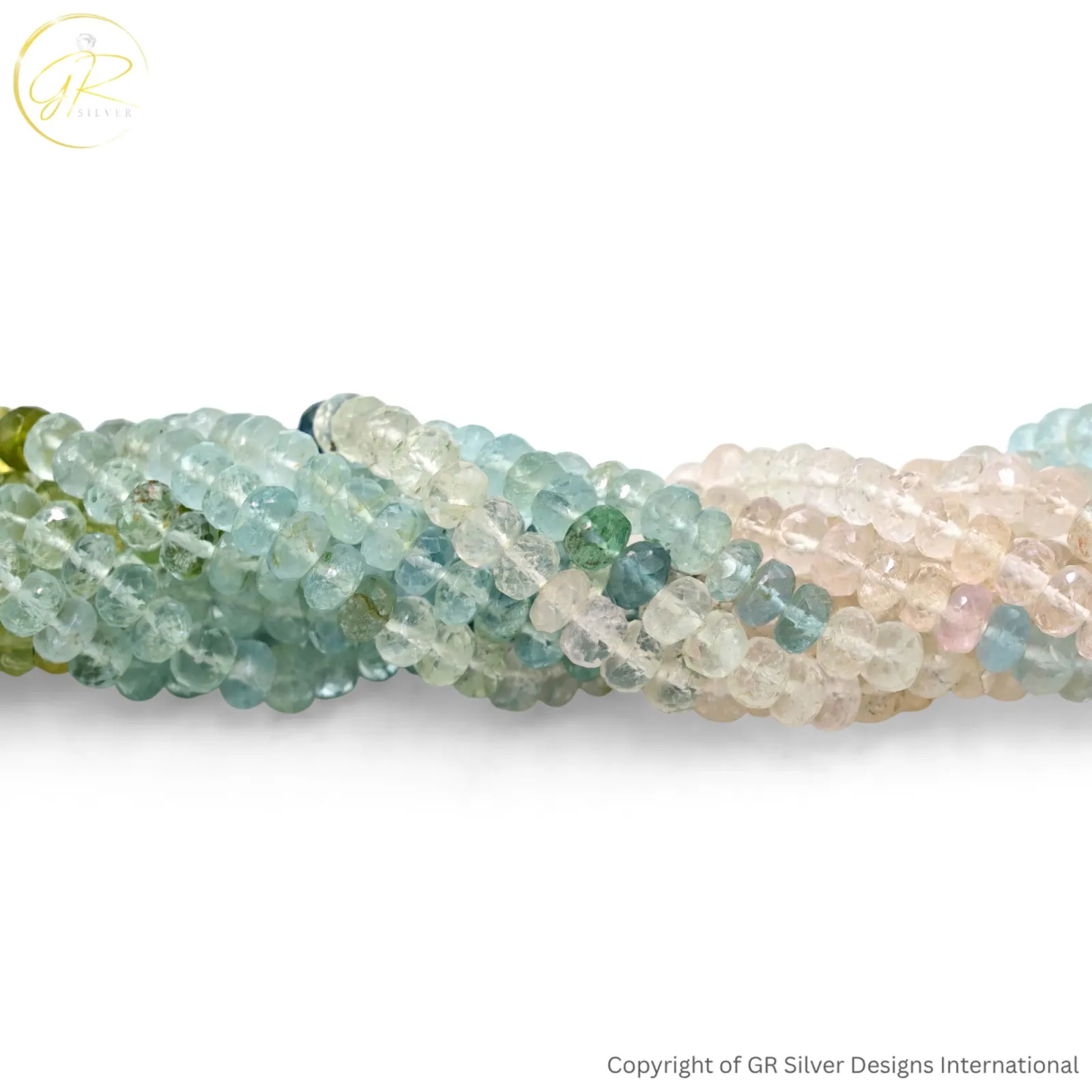 Natural Aquamarine Morganite 5–5.5 MM Rondelle Faceted Beads 18-Inch Strand