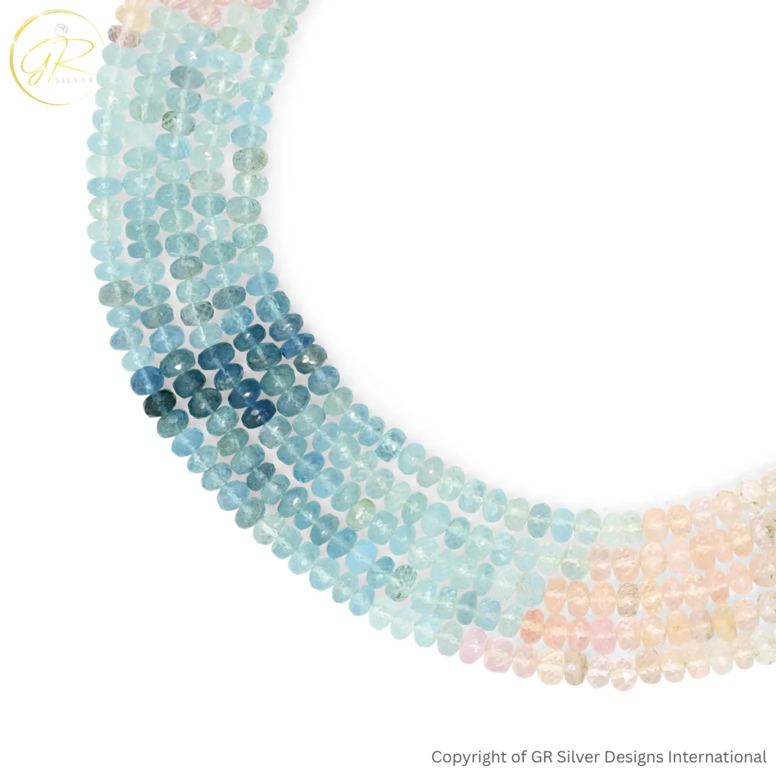 Natural Aquamarine Morganite 5–6 MM Rondelle Faceted Beads 18-Inch Strand