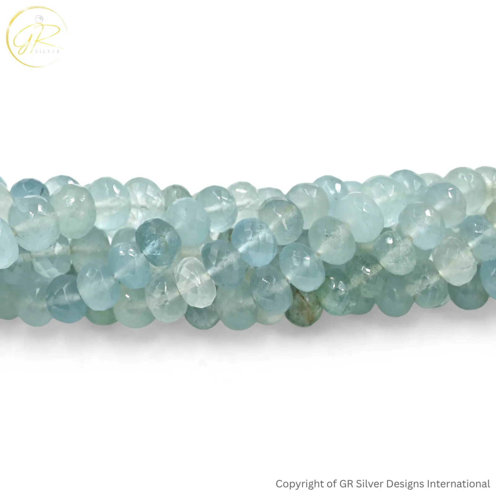 Natural Aquamarine Morganite 6–8 MM Rondelle Faceted Beads 18-Inch Strand