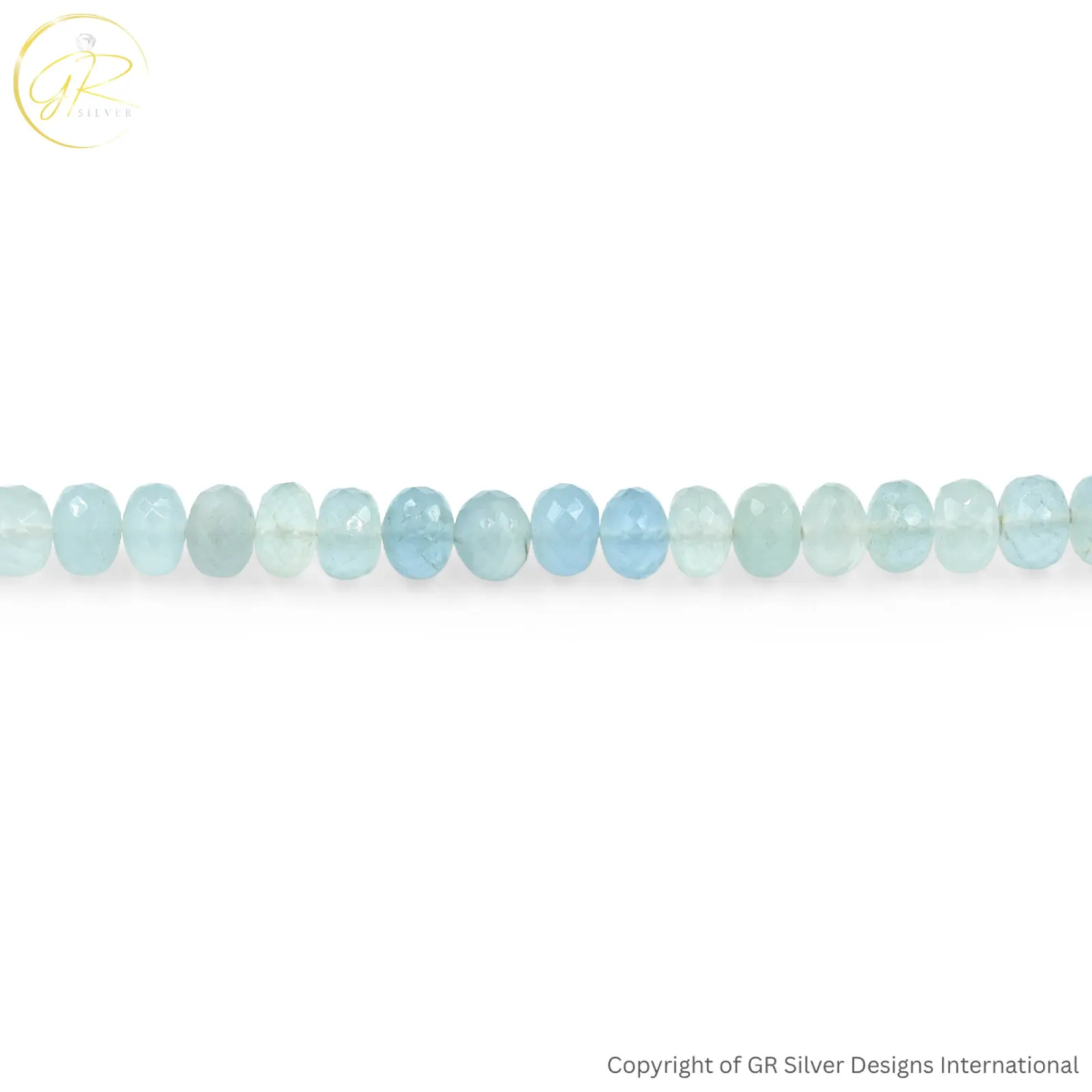 Natural Aquamarine Morganite 6–8 MM Rondelle Faceted Beads 18-Inch Strand