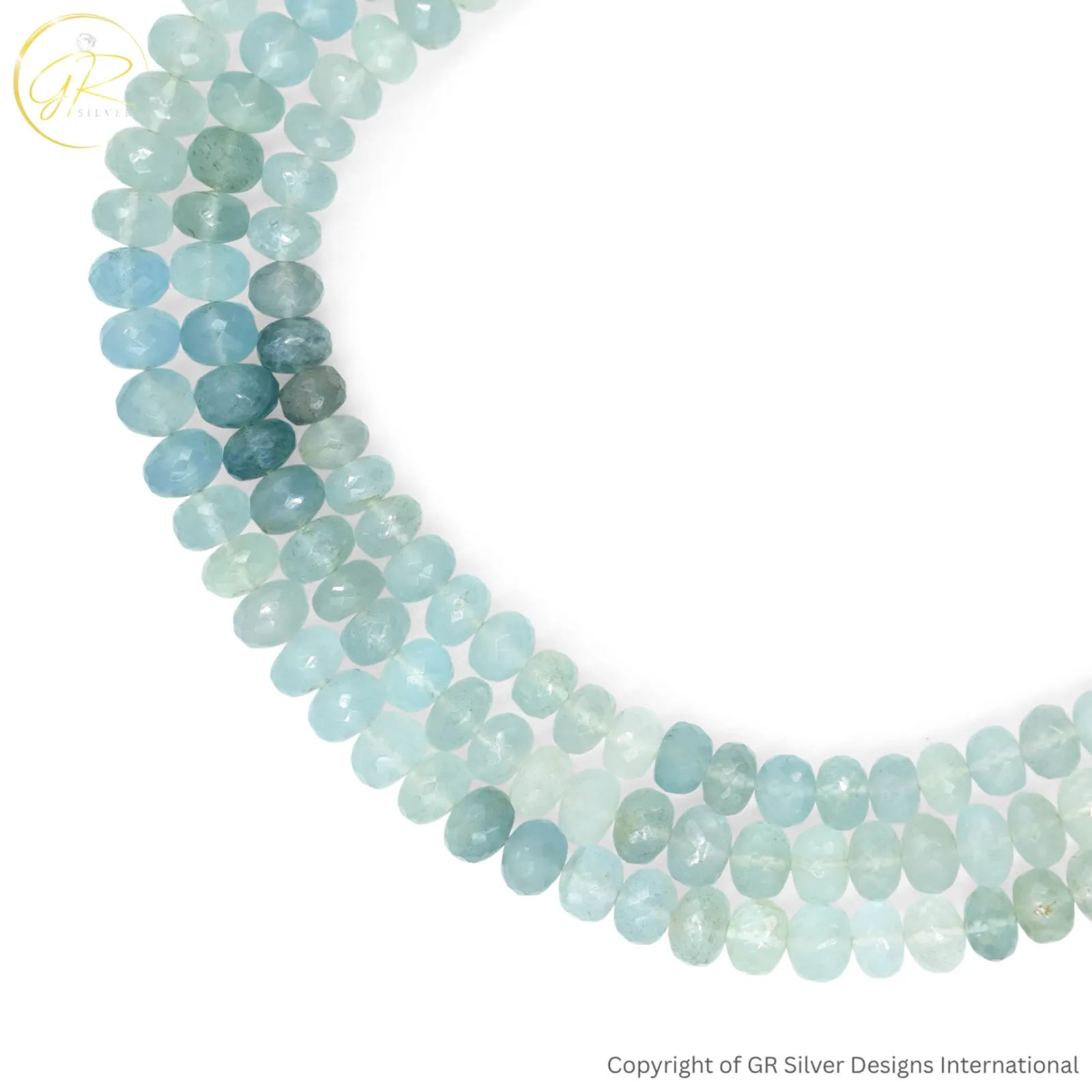 Natural Aquamarine Morganite 6–8 MM Rondelle Faceted Beads 18-Inch Strand