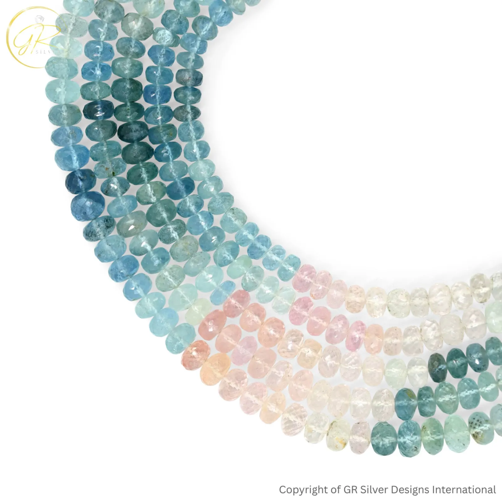 Natural Aquamarine Morganite 6–9 MM Rondelle Faceted Beads