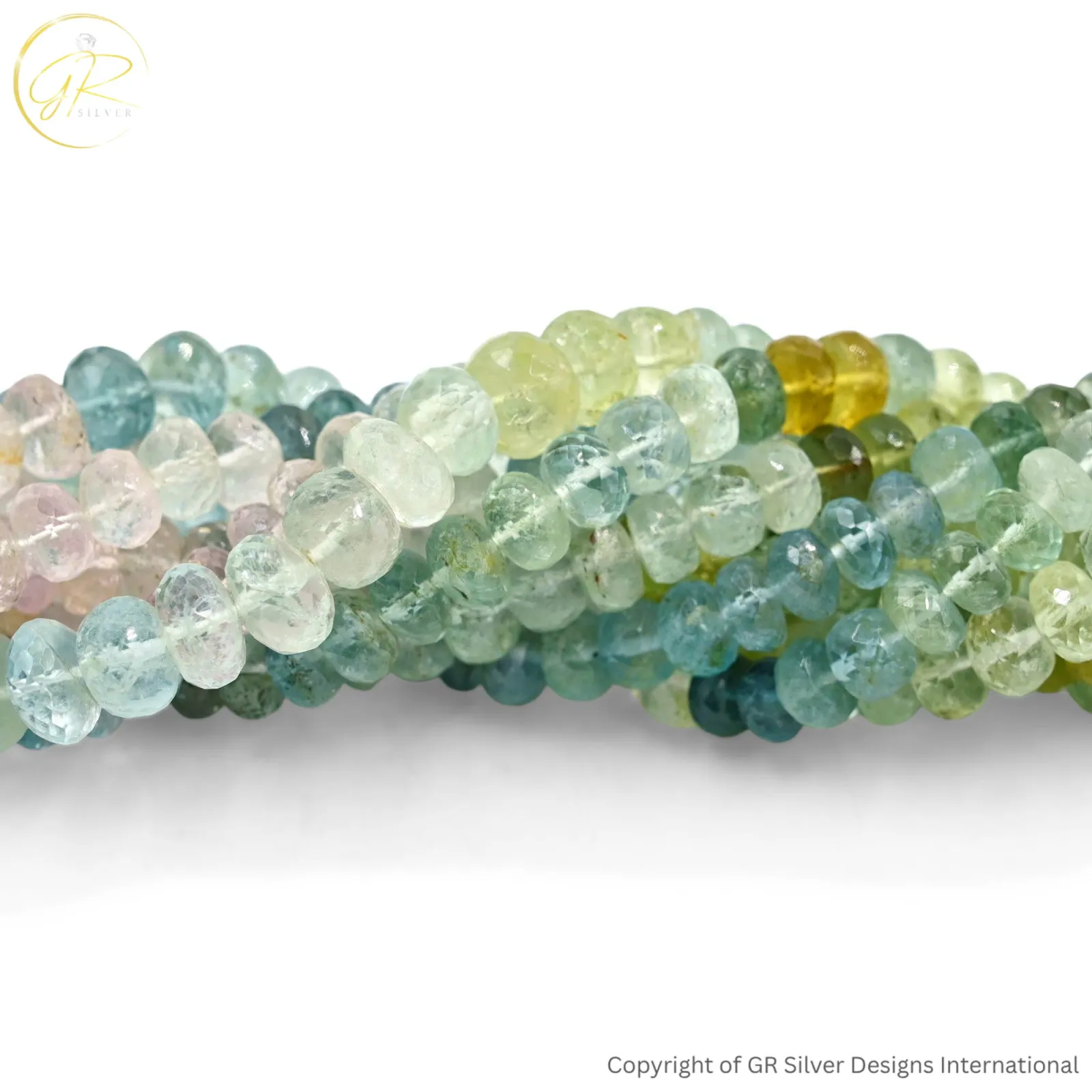 Natural Aquamarine Morganite 6–9 MM Rondelle Faceted Beads