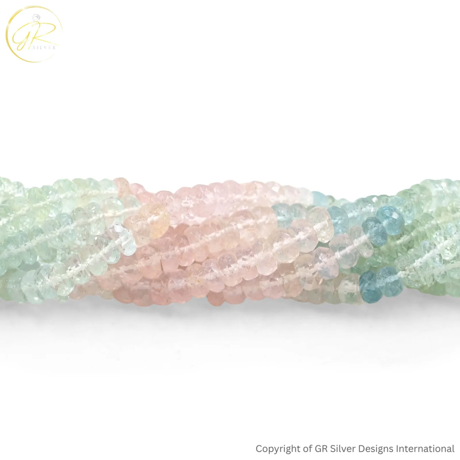 Natural Aquamarine Morganite 5–6 MM Rondelle Faceted Beads 16-Inch Strand