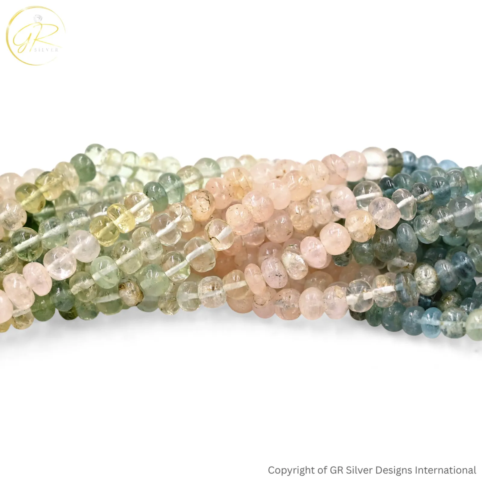 Natural Aquamarine Morganite 4.5–5 MM Smooth Rondelle Beads