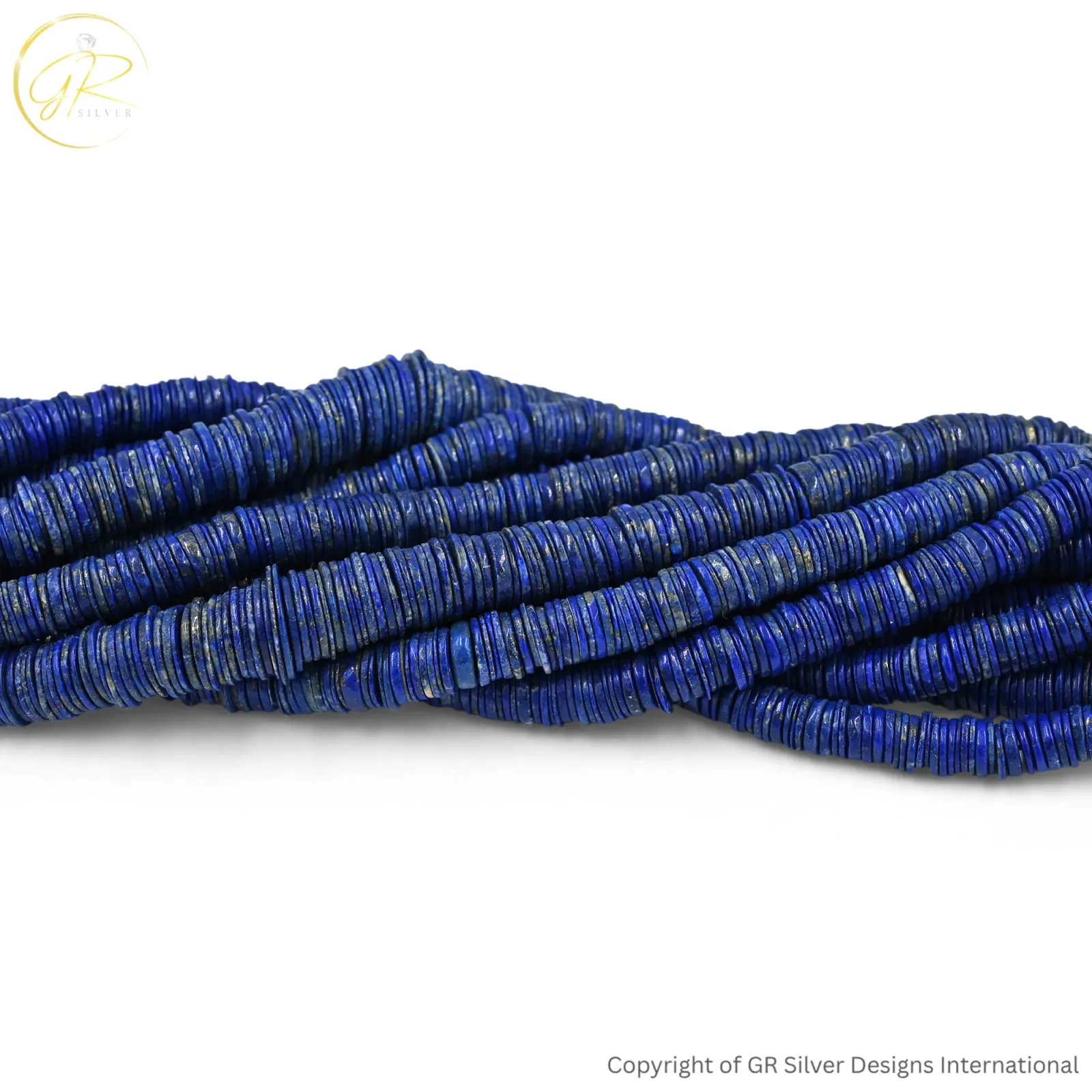 Natural Lapis Lazuli Coin Faceted Gemstone Beads 14-Inch Strand