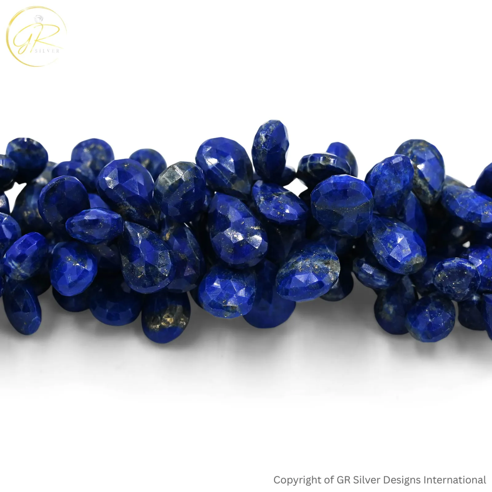 Natural Lapis Lazuli Pear Faceted Gemstone Beads 8-Inch Strand