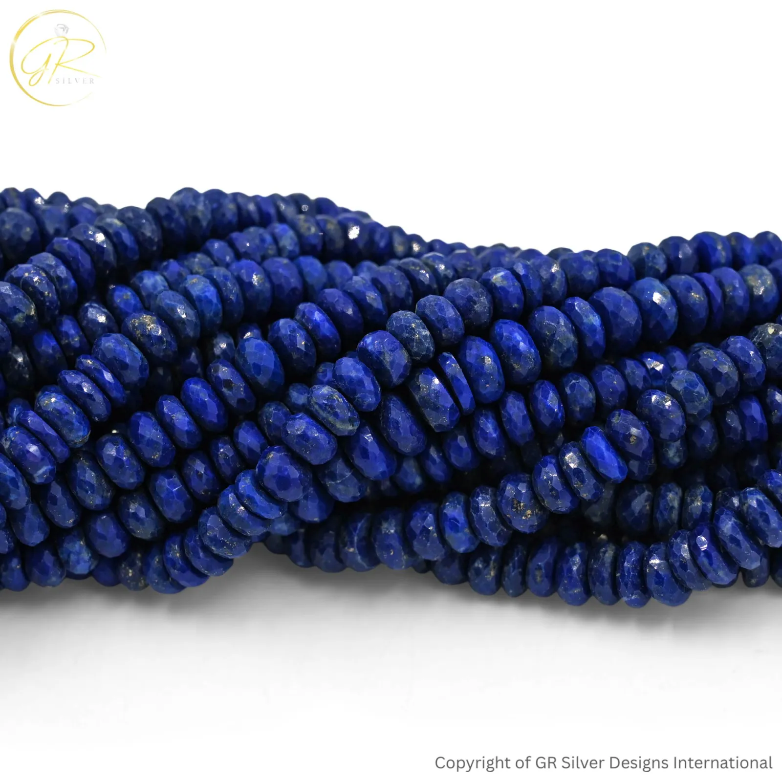 Natural Lapis Lazuli 6–8 MM Rondelle Faceted Gemstone Beads