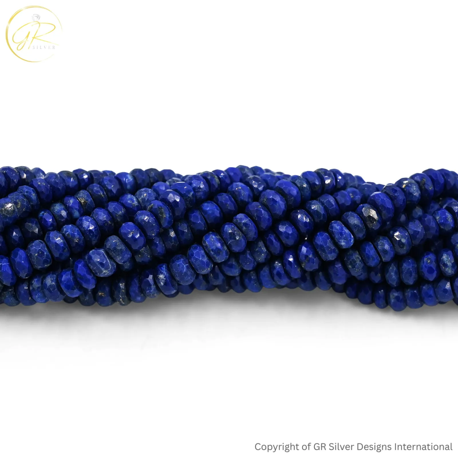 Natural Lapis Lazuli 6 MM Rondelle Faceted Gemstone Beads