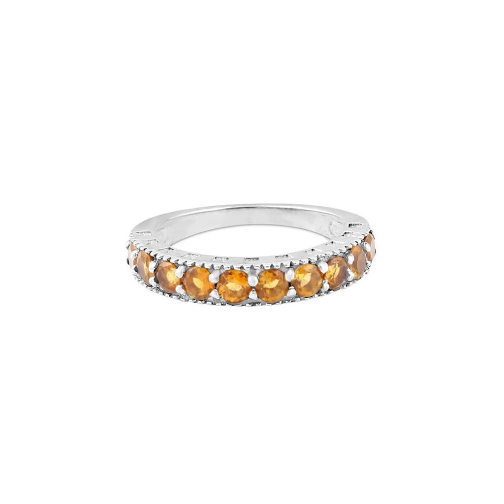 Natural Citrine Birthstone Sterling Silver Band Ring
