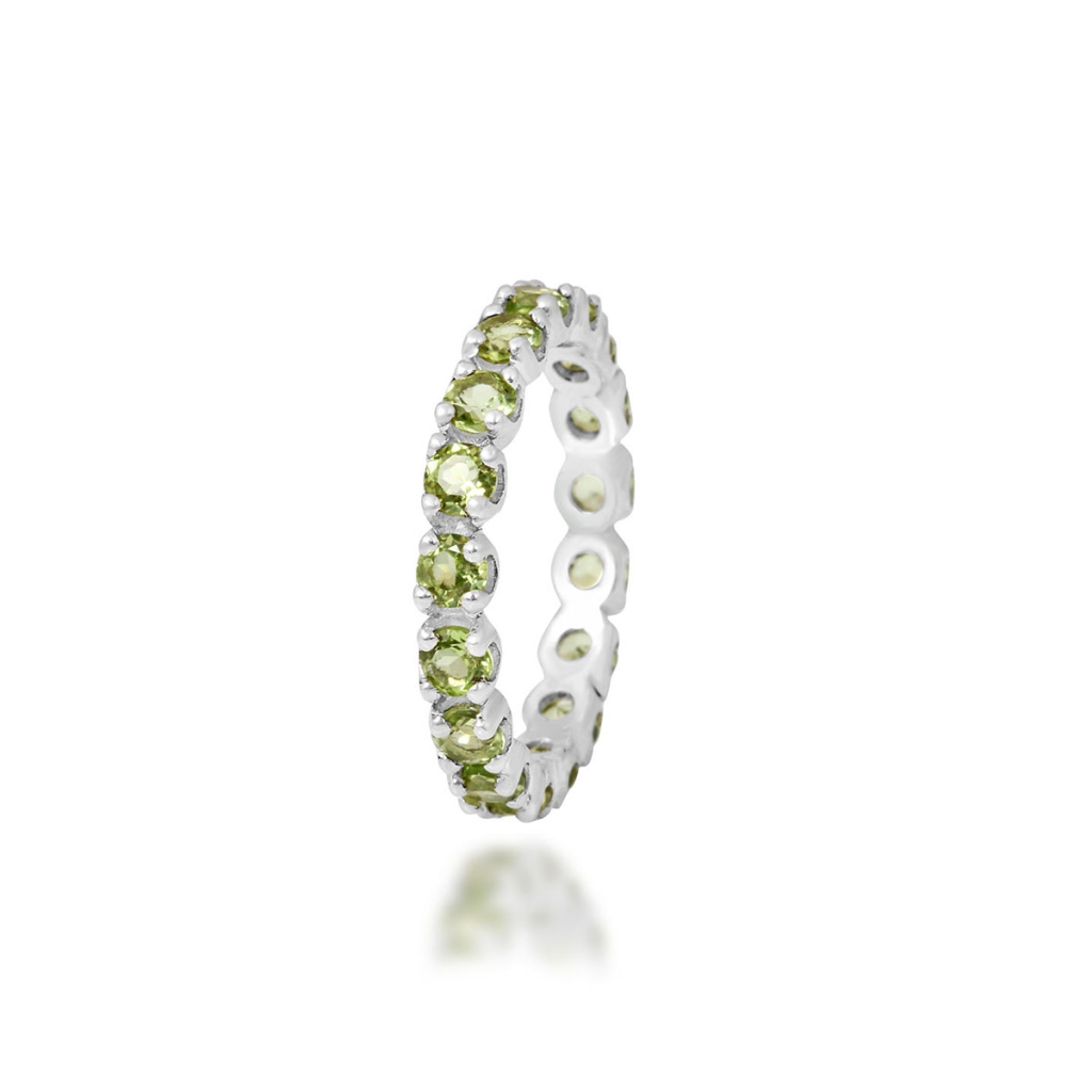 Natural Peridot Full Eternity Sterling Silver Band Ring