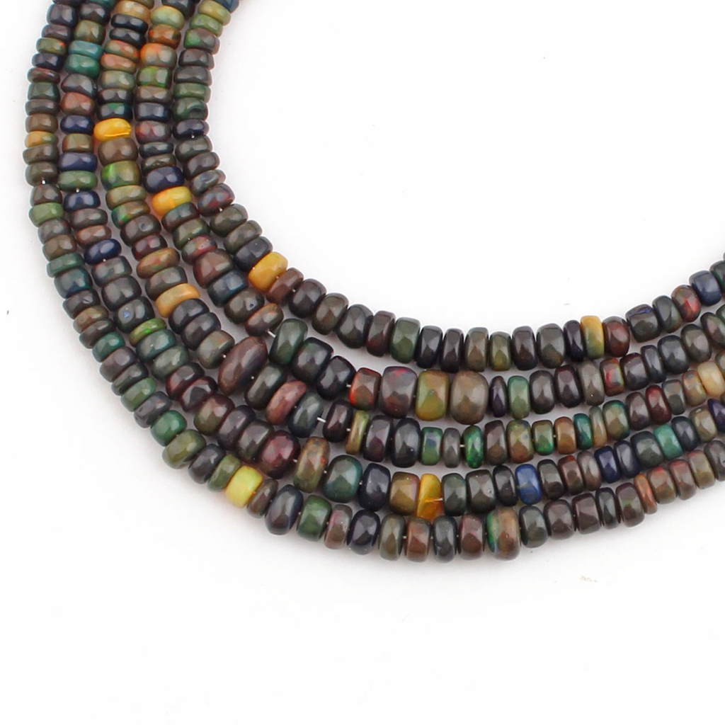 High Quality Black Ethiopian Opal 3mm Round Gemstone Beads