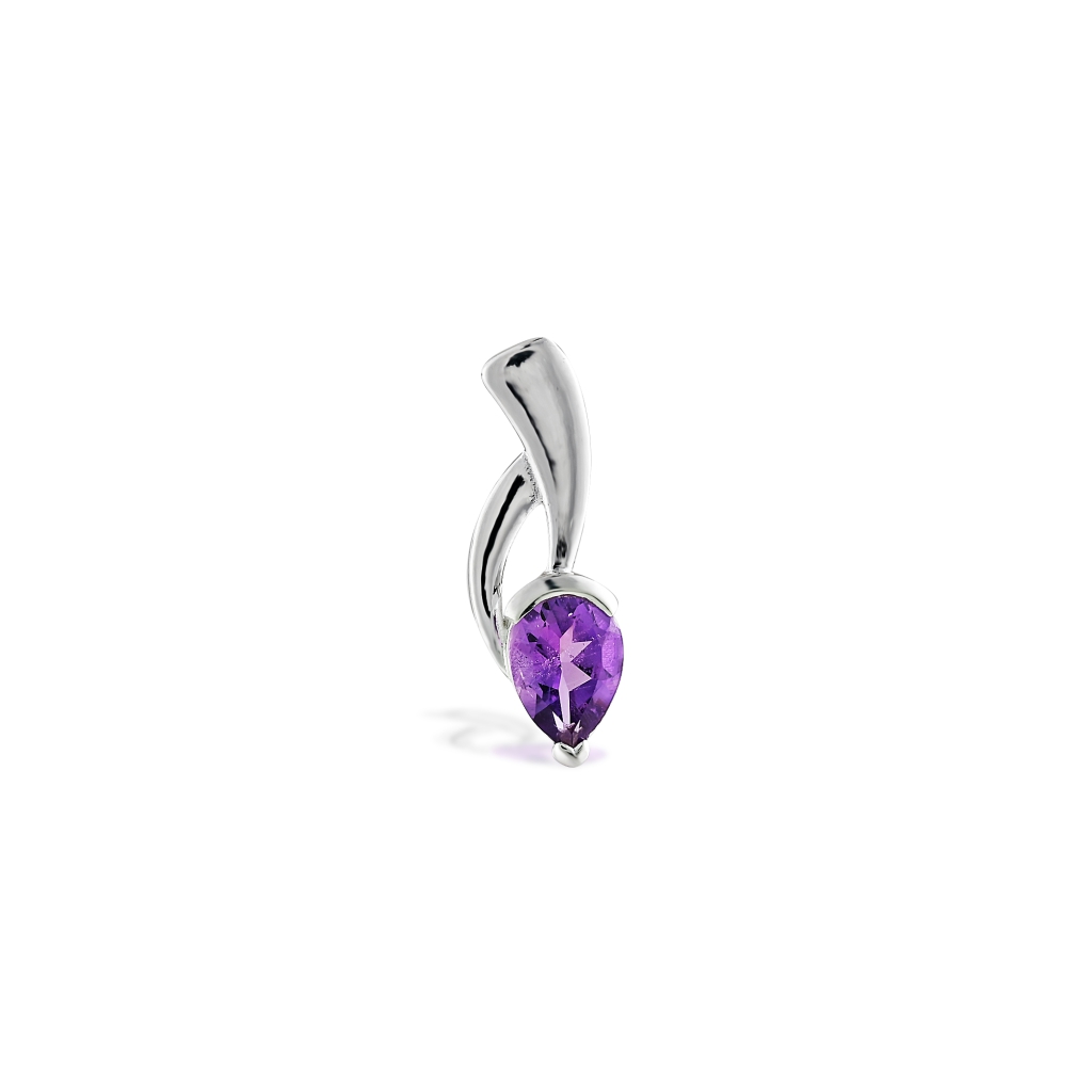 925 Sterling Silver Twisted Amethyst Drop Pendant