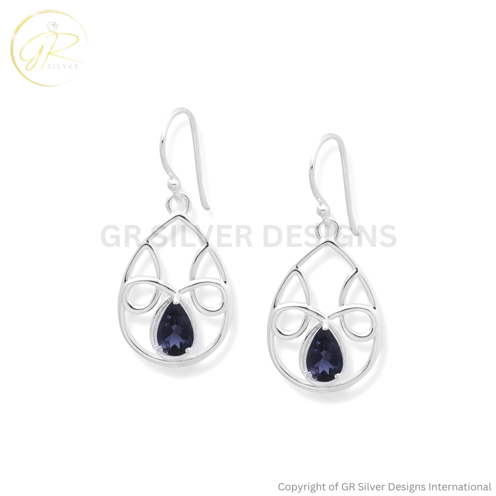 925 Sterling Silver Tanzanite Infinity Teardrop Dangle Earrings for Women