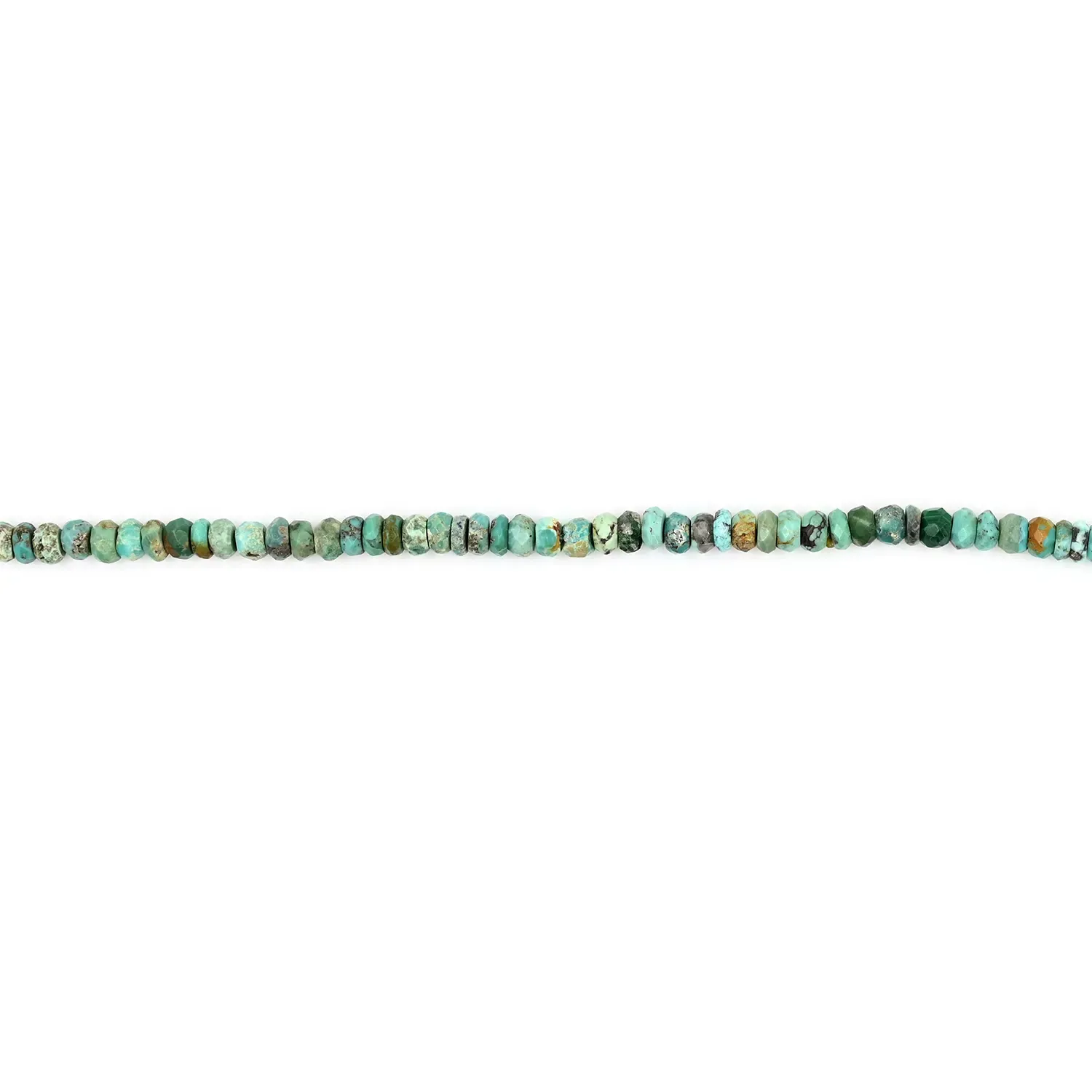 American Turquoise 4mm Faceted Rondelle Beads 13 Inch Strand
