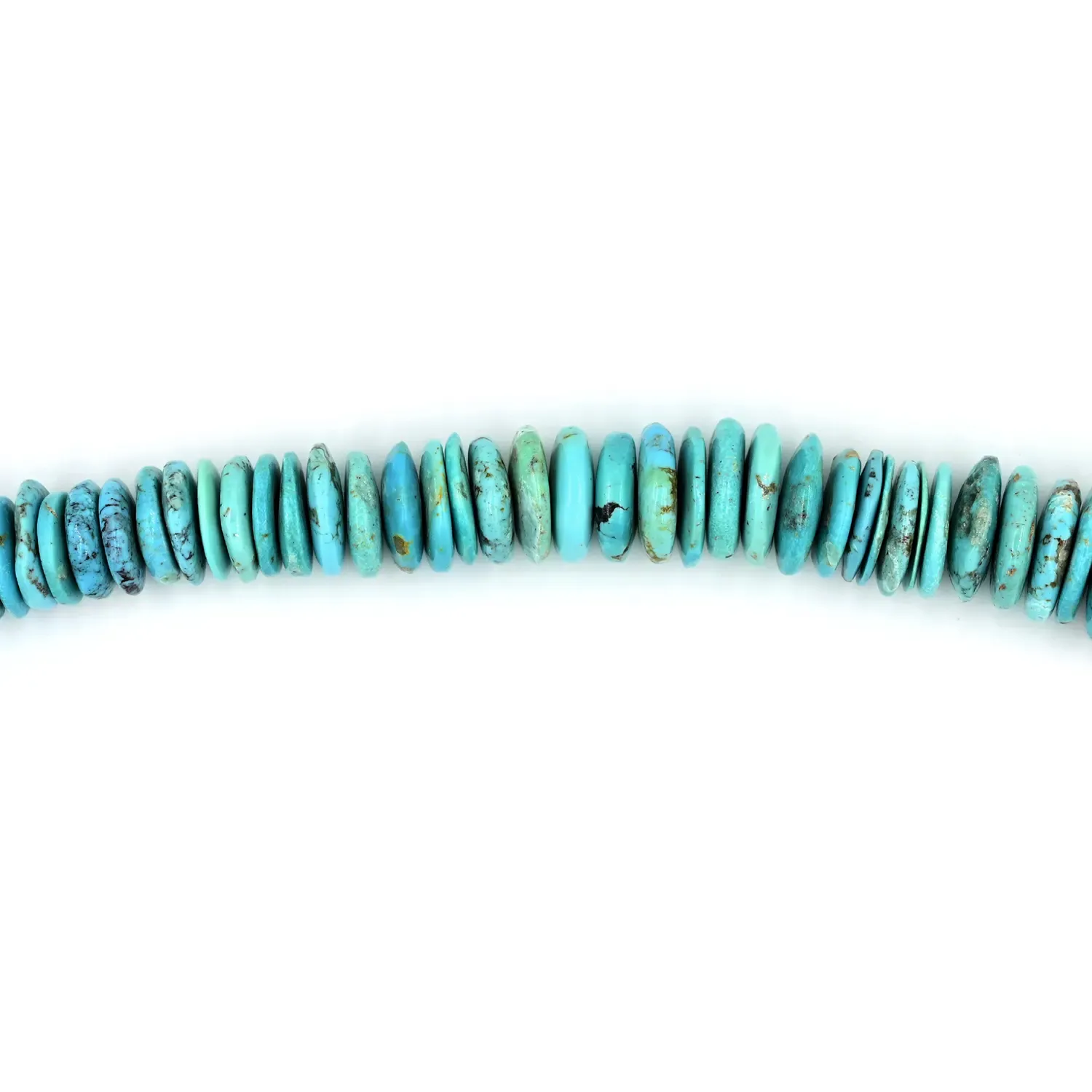 American Turquoise Round Plain Tyre Beads 20-Inch Strand (11–22 MM Assorted)