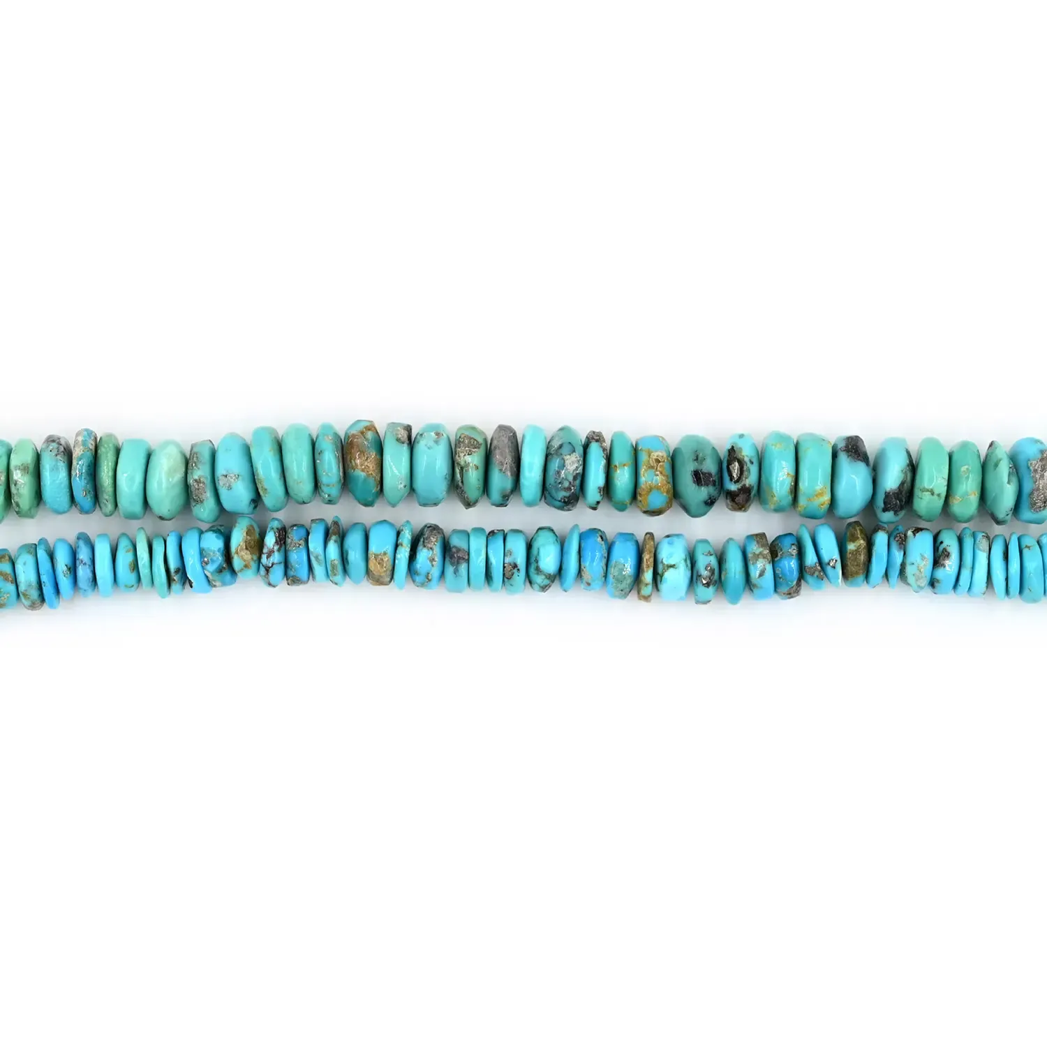 American Turquoise Plain Tyre Rondelle Beads 19-Inch Strand (6–10 MM Assorted)