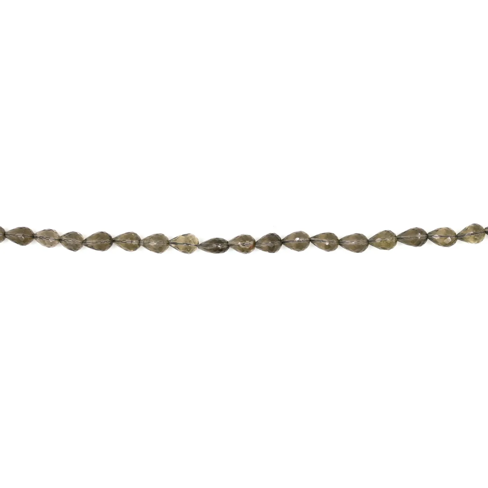 Natural Smoky Quartz Briolette Drop Faceted Beads 8 Inch Strand (5x7–11x7mm)