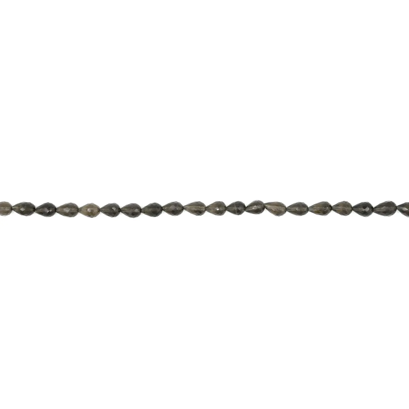 Smoky Quartz Briolette Drop Shape Faceted Beads 9 Inch Strand (7x5–11x7mm)