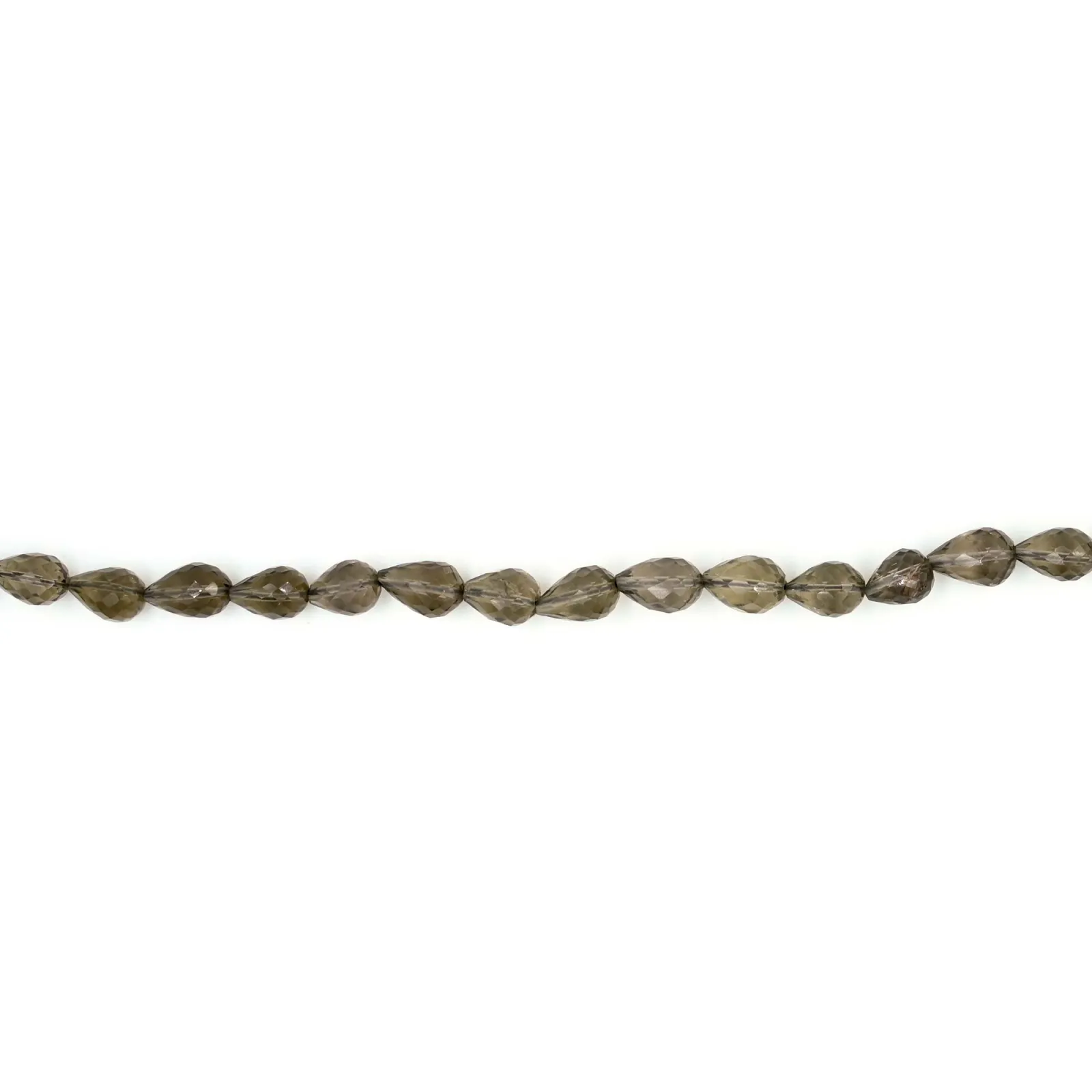 Smoky Quartz Briolette Drop Faceted Beads 8 Inch Strand (6x4–10x7 mm)