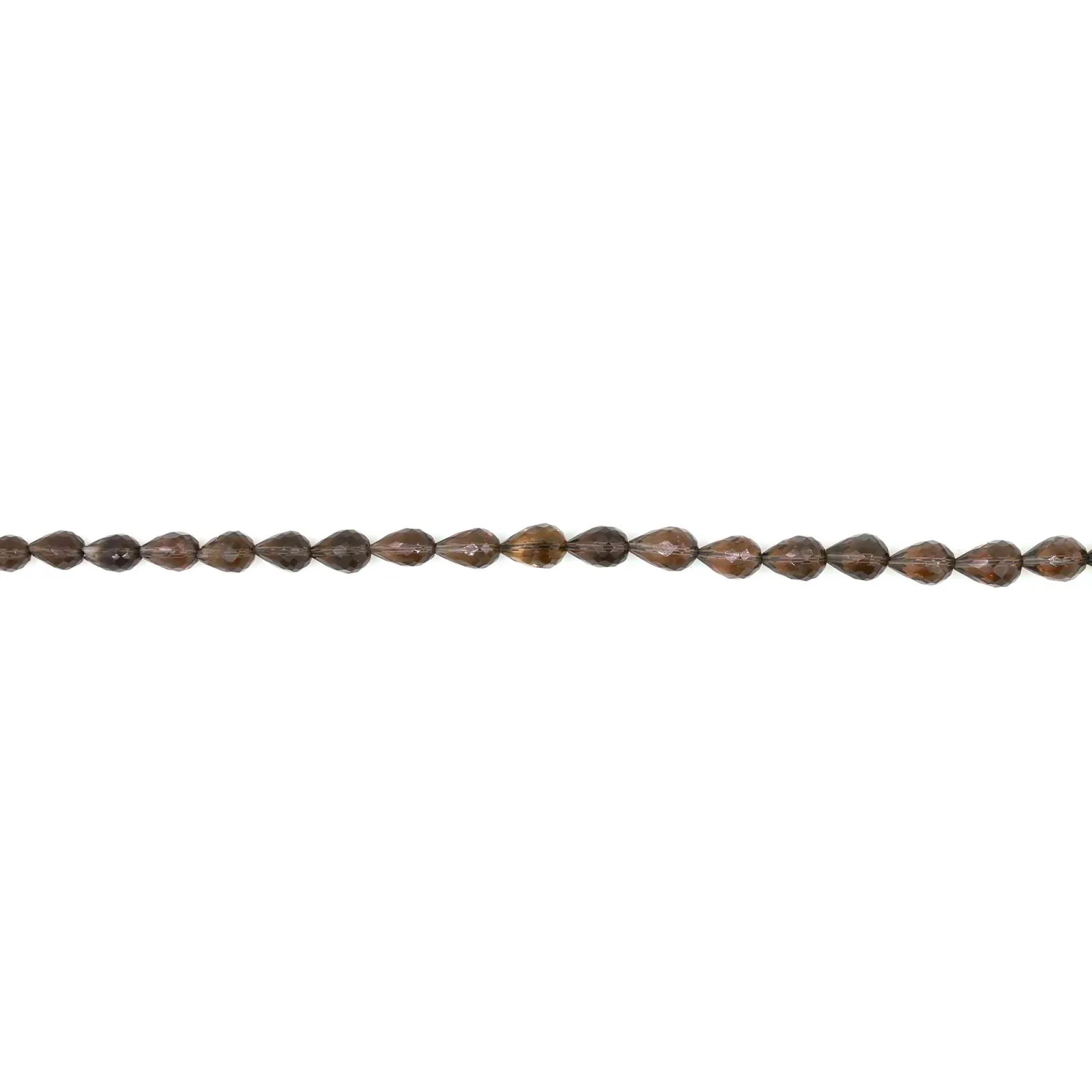 Smoky Quartz Briolette Faceted Drop Beads 8" Strand (6x4–12x7mm)