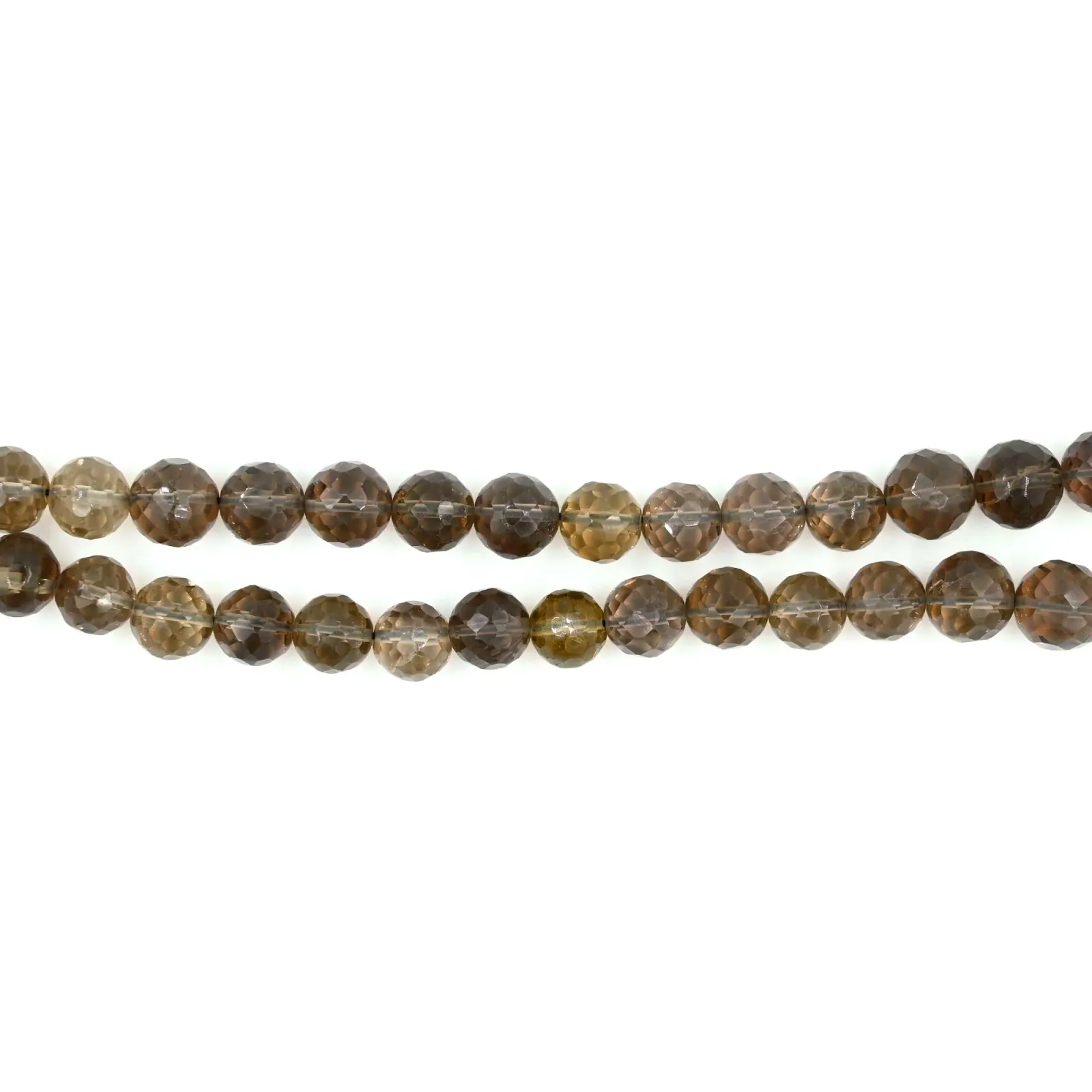 Smoky Quartz Faceted Round Ball Beads 16 Inch Strand (7–9mm)