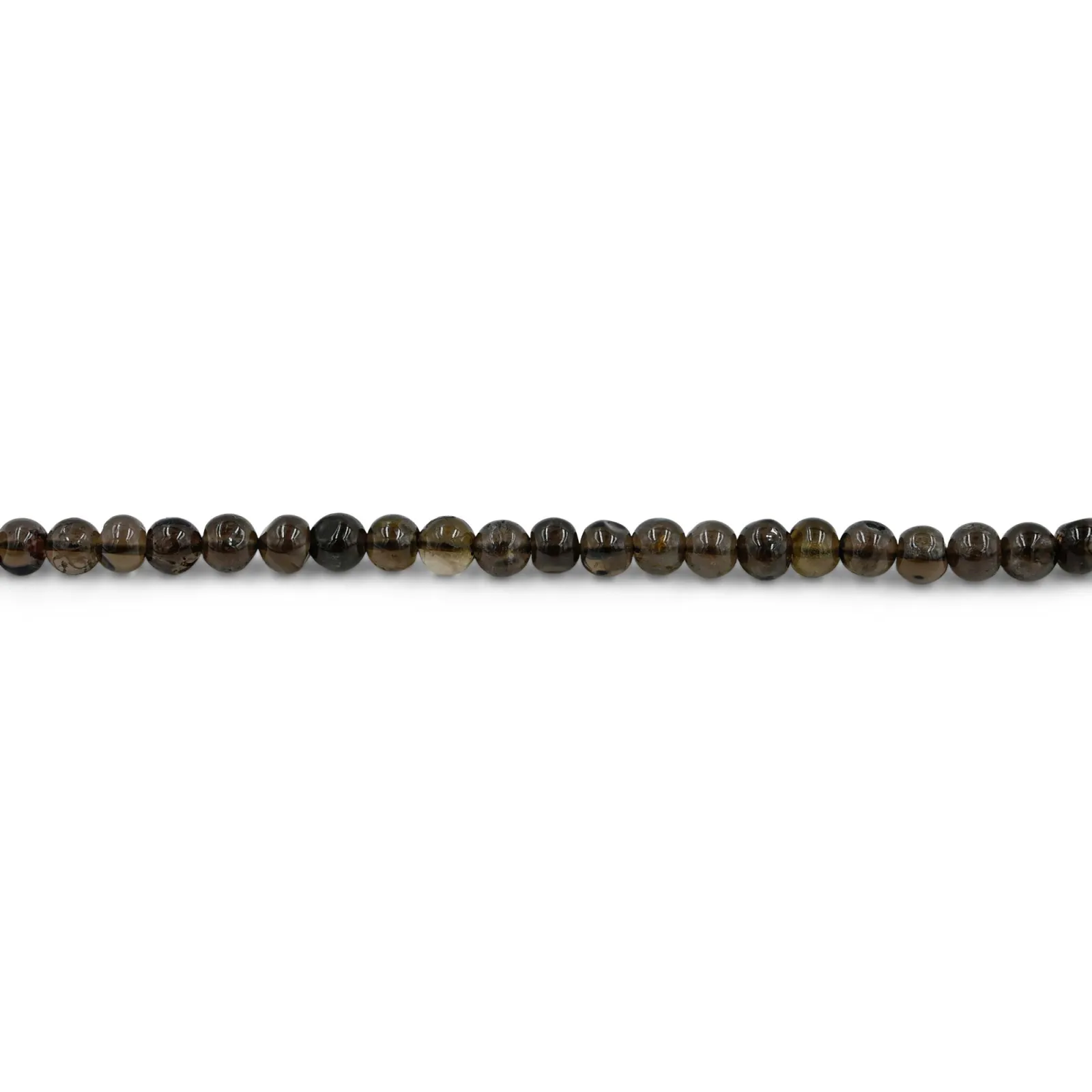 Smoky Quartz Rondelle Plain Ball Beads 14 Inch Strand (5–6 mm)