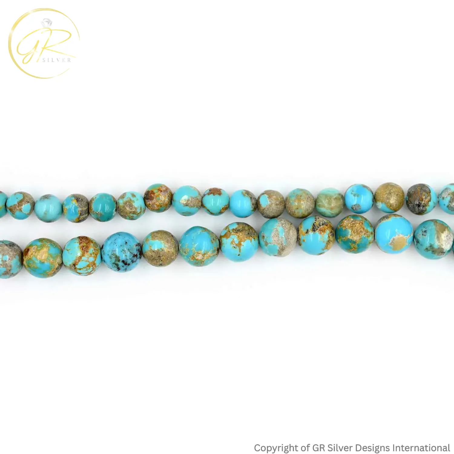Natural Tibetan Turquoise 3–13 MM Round Ball Beads 19 Inch Strand
