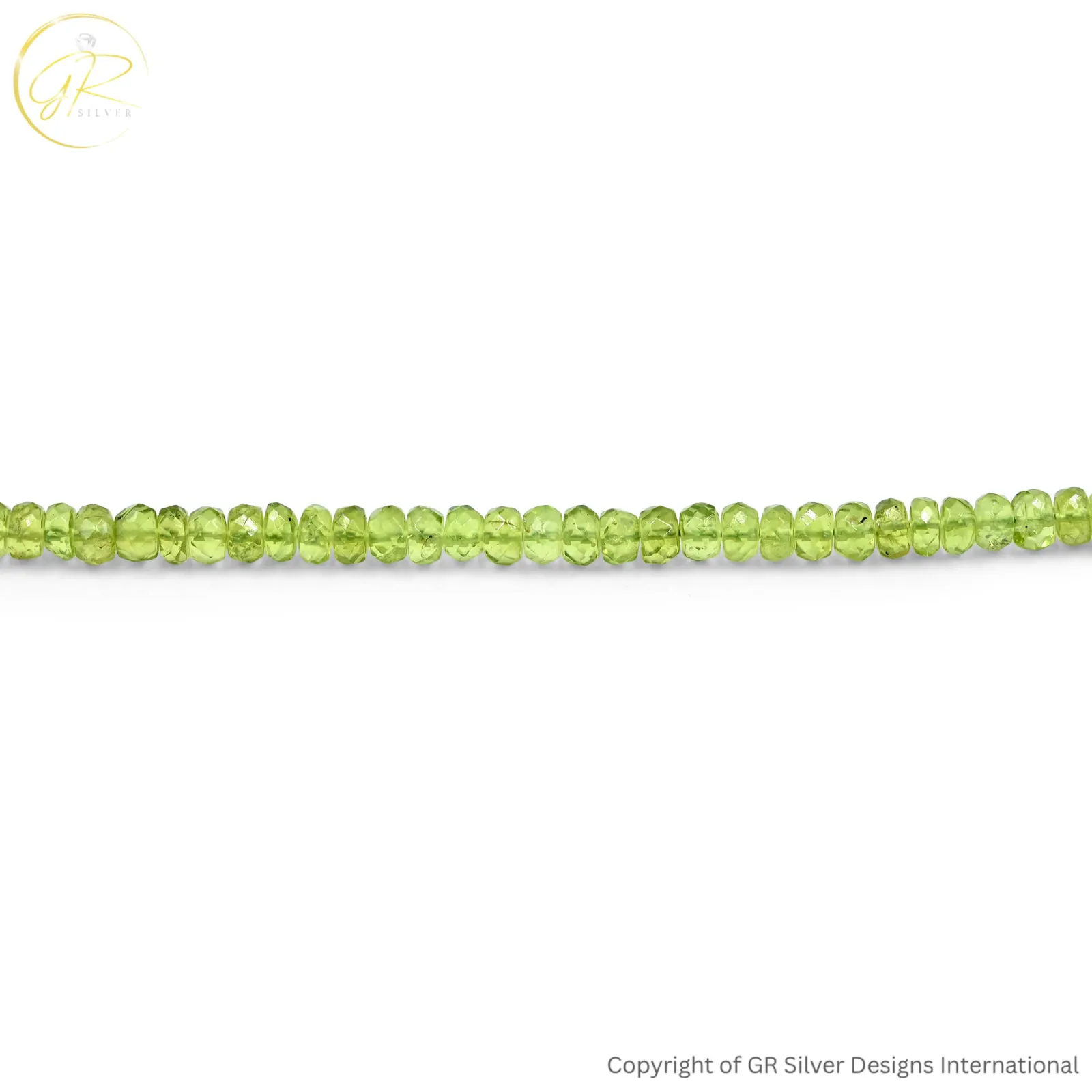 Natural Peridot 4 MM Rondelle Faceted Beads 14 Inch Strand
